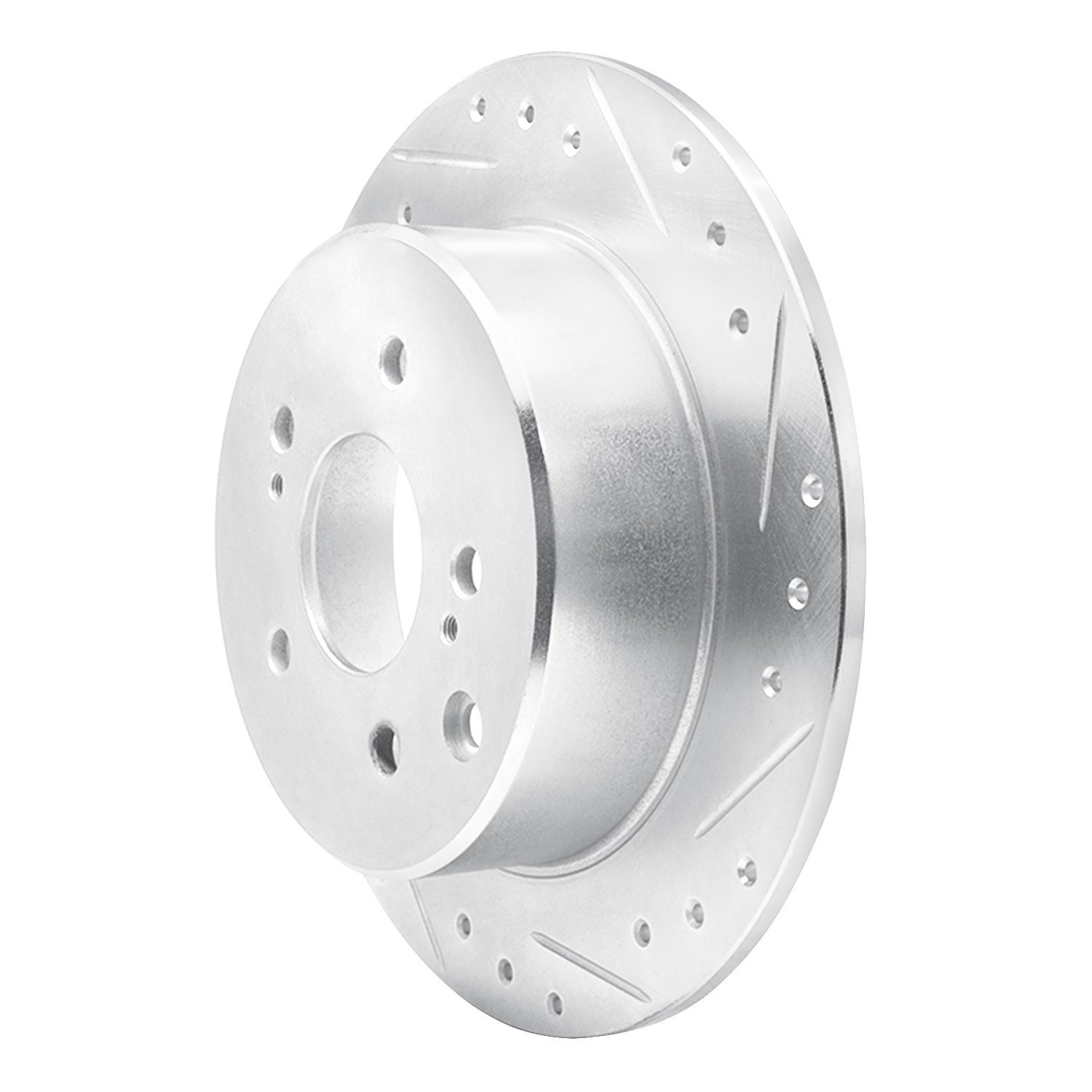 E-Line Drilled & Slotted Silver Brake Rotor, 1990-1996 Infiniti/Nissan, Position: Rear Right