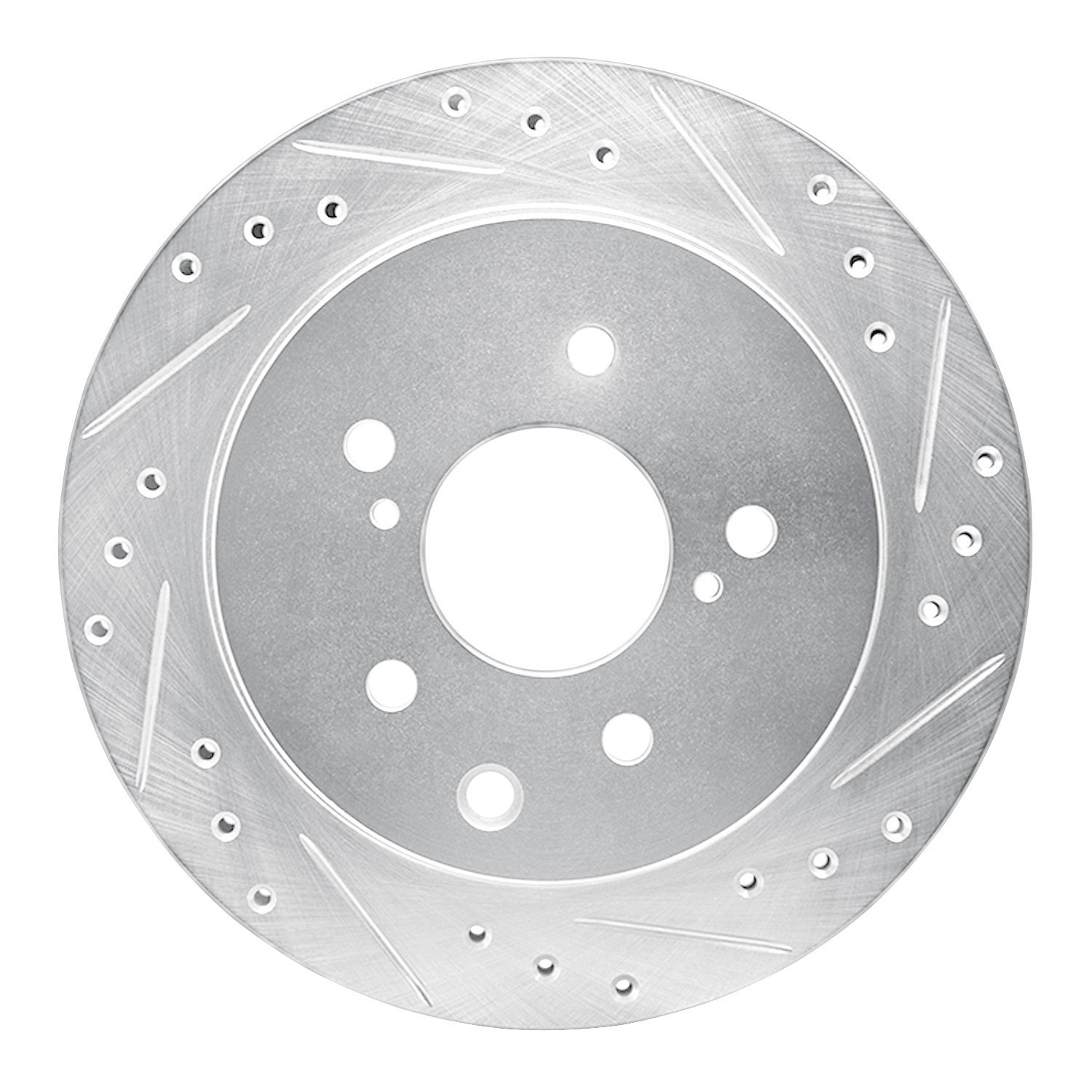 E-Line Drilled & Slotted Silver Brake Rotor, 1993-2001 Infiniti/Nissan, Position: Rear Right