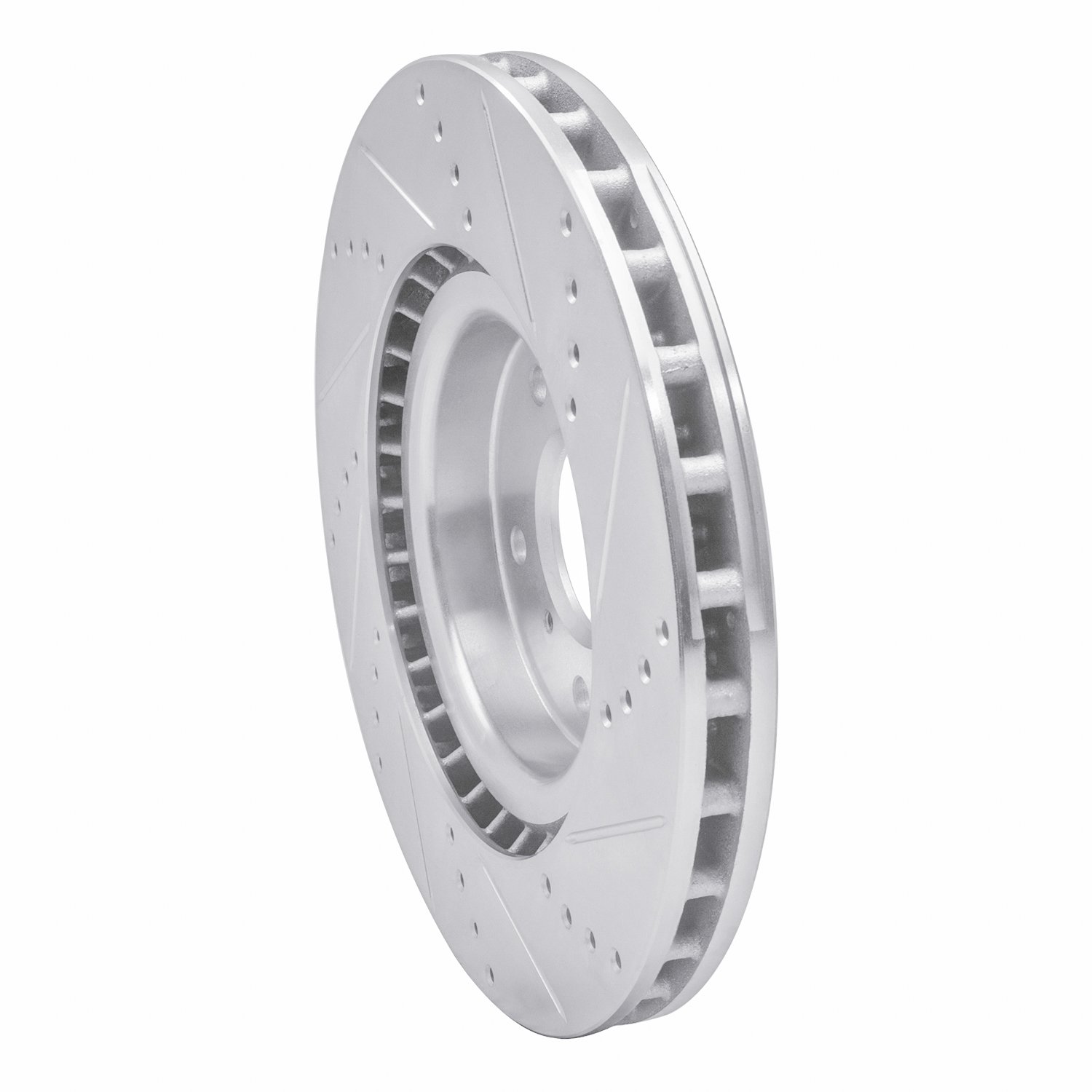 E-Line Drilled & Slotted Silver Brake Rotor, 2003-2008 Infiniti/Nissan, Position: Front Left