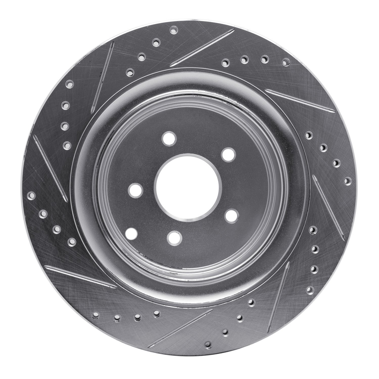 E-Line Drilled & Slotted Silver Brake Rotor, Fits Select Infiniti/Nissan, Position: Rear Right