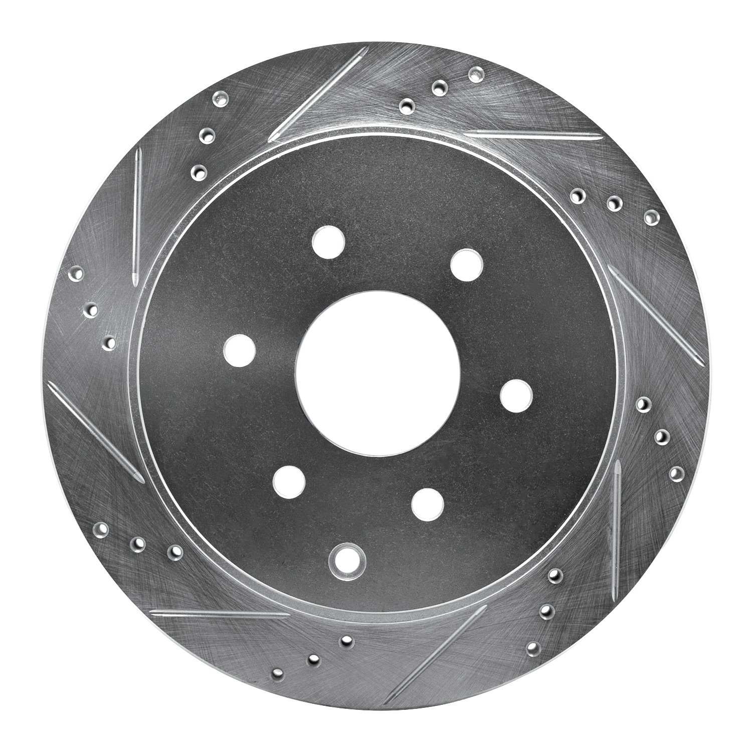 E-Line Drilled & Slotted Silver Brake Rotor, Fits Select Infiniti/Nissan, Position: Rear Left