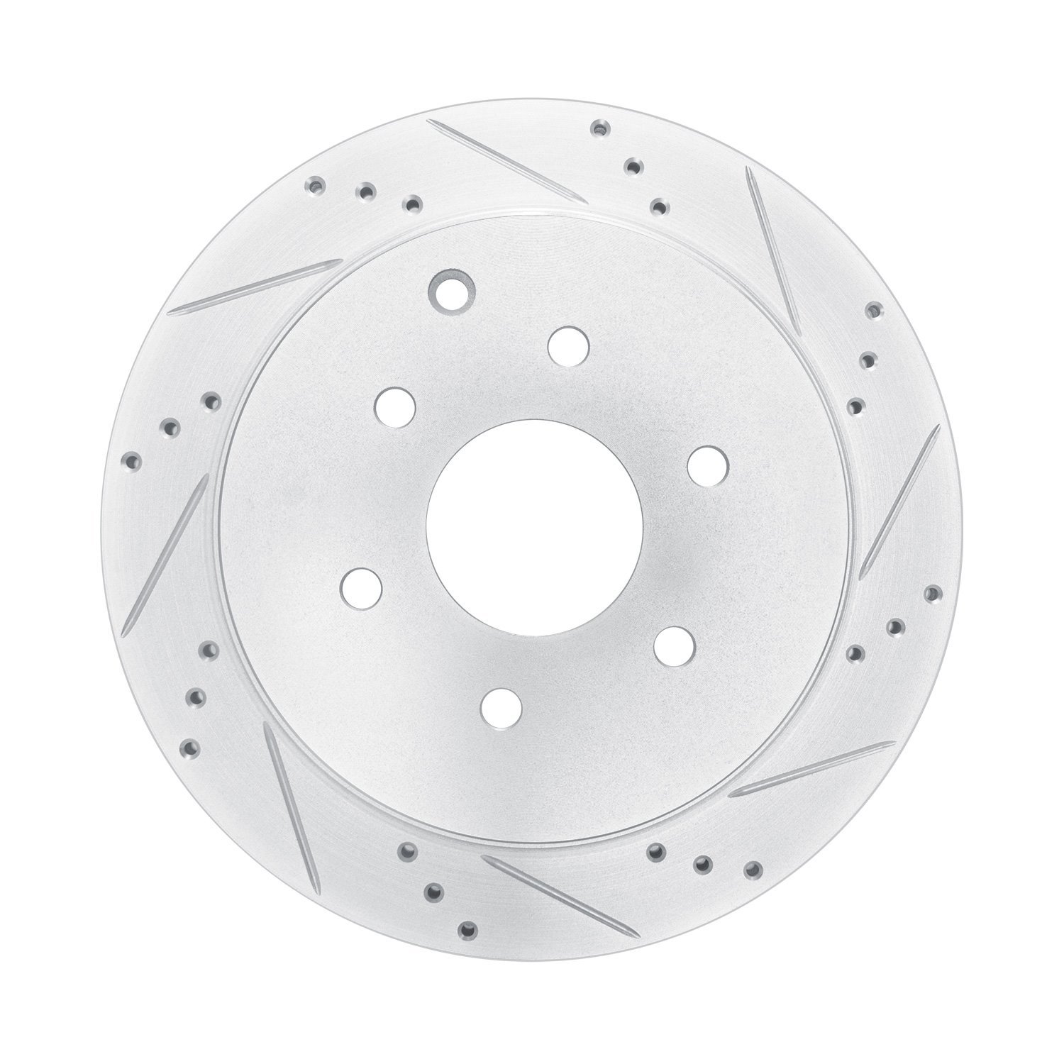 E-Line Drilled & Slotted Silver Brake Rotor, Fits Select Infiniti/Nissan, Position: Rear Right