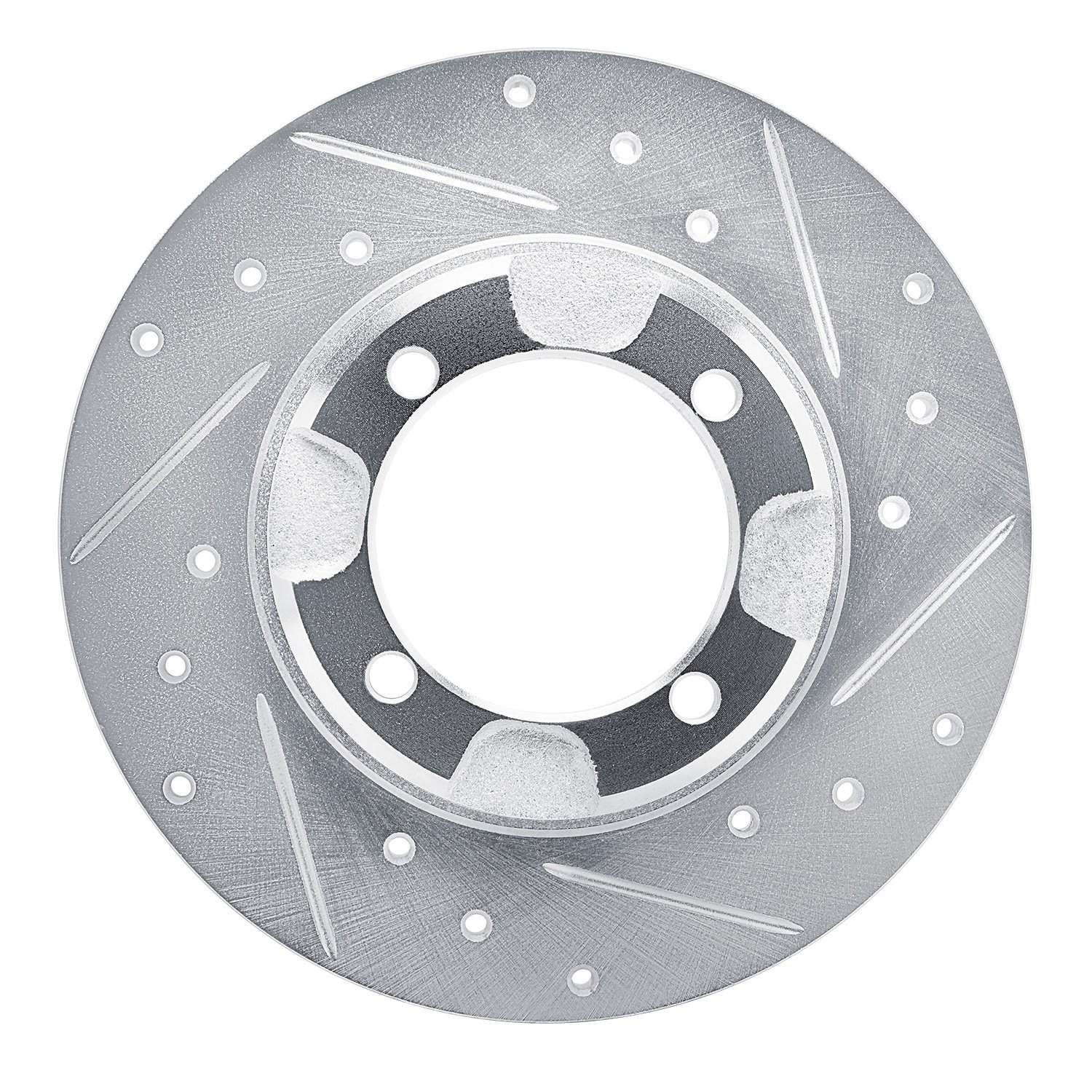 E-Line Drilled & Slotted Silver Brake Rotor, 1985-1991 Fits Multiple Makes/Models, Position: Front Right