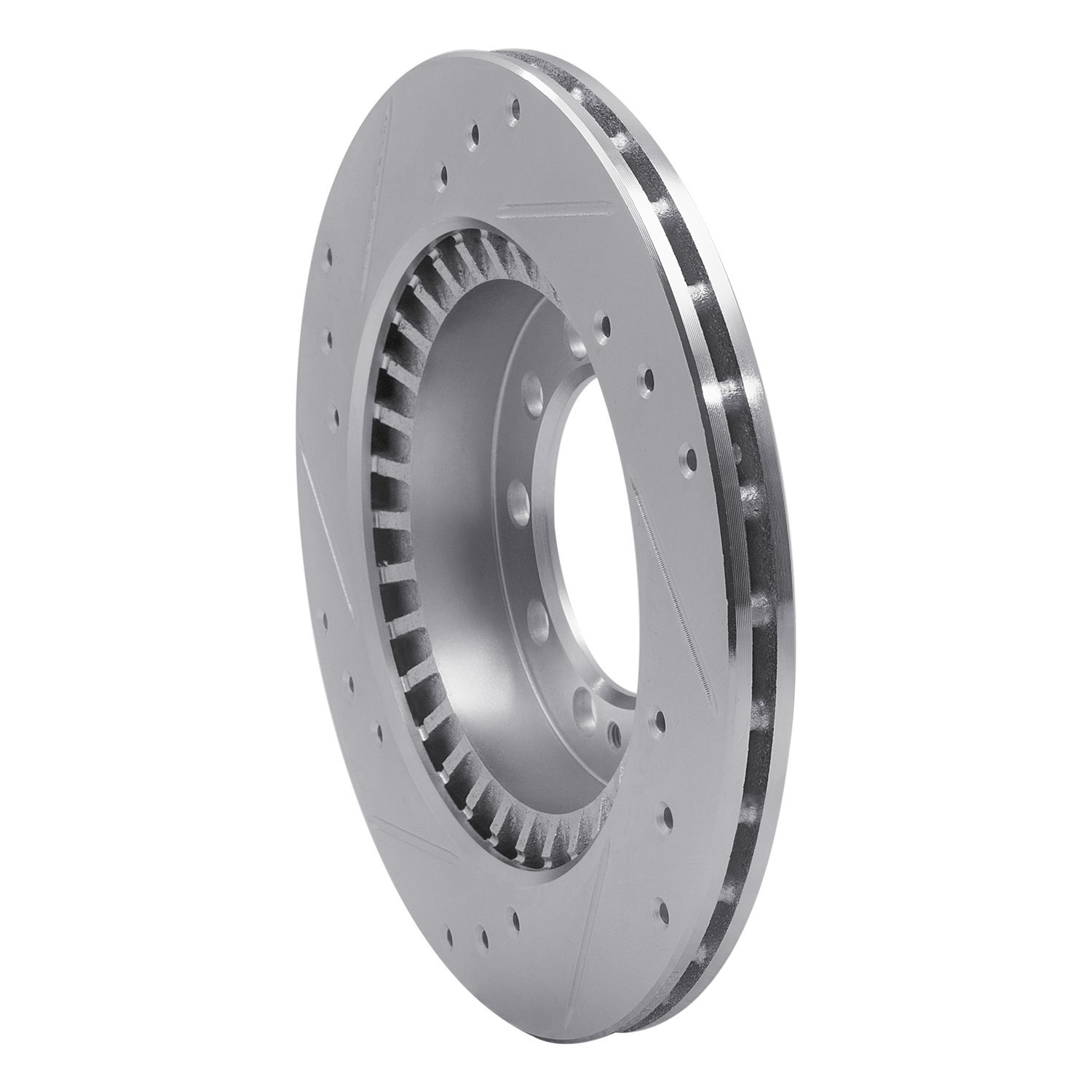 E-Line Drilled & Slotted Silver Brake Rotor, 1983-1989 Fits Multiple Makes/Models, Position: Rear Right