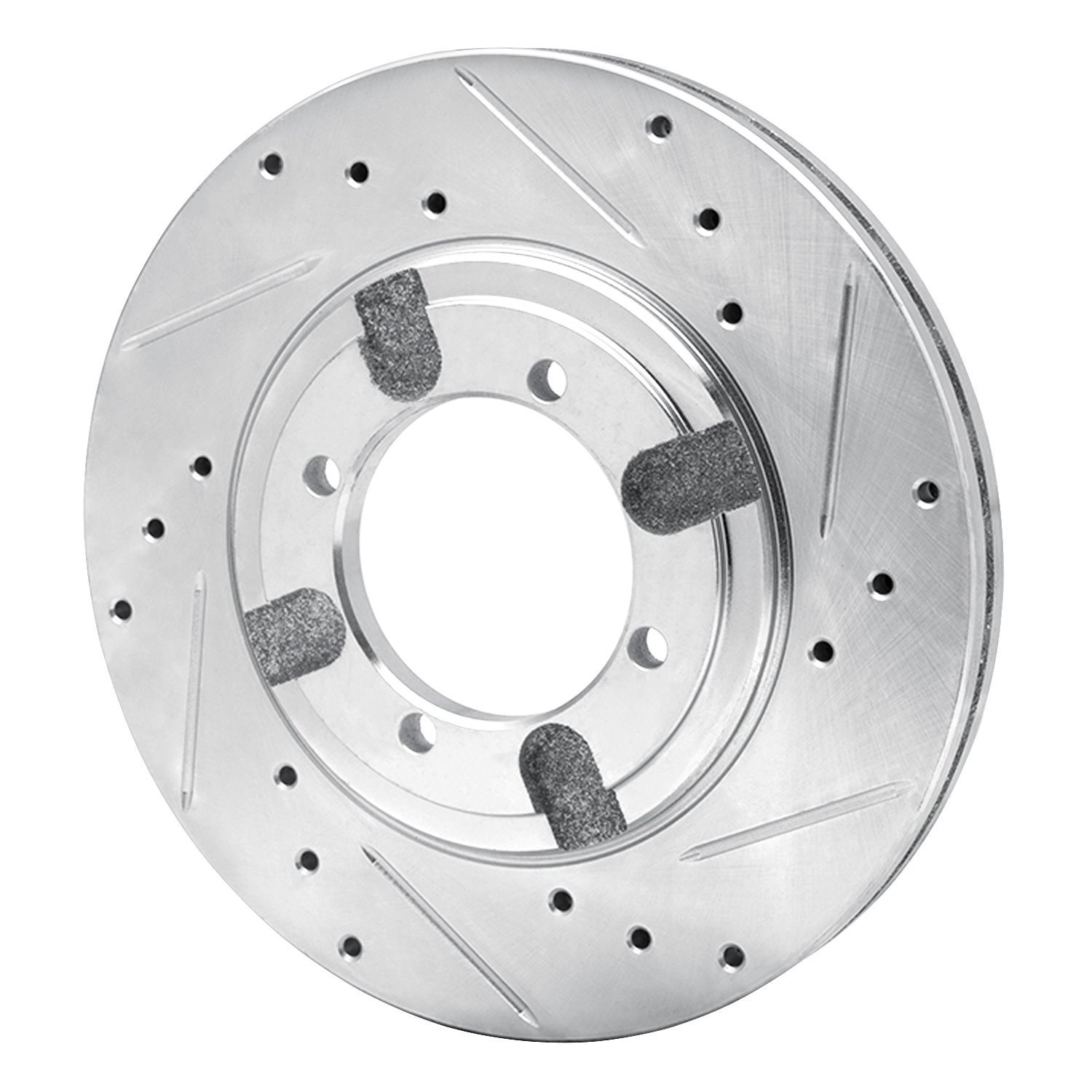 E-Line Drilled & Slotted Silver Brake Rotor, 1984-1990 Fits Multiple Makes/Models, Position: Front Right