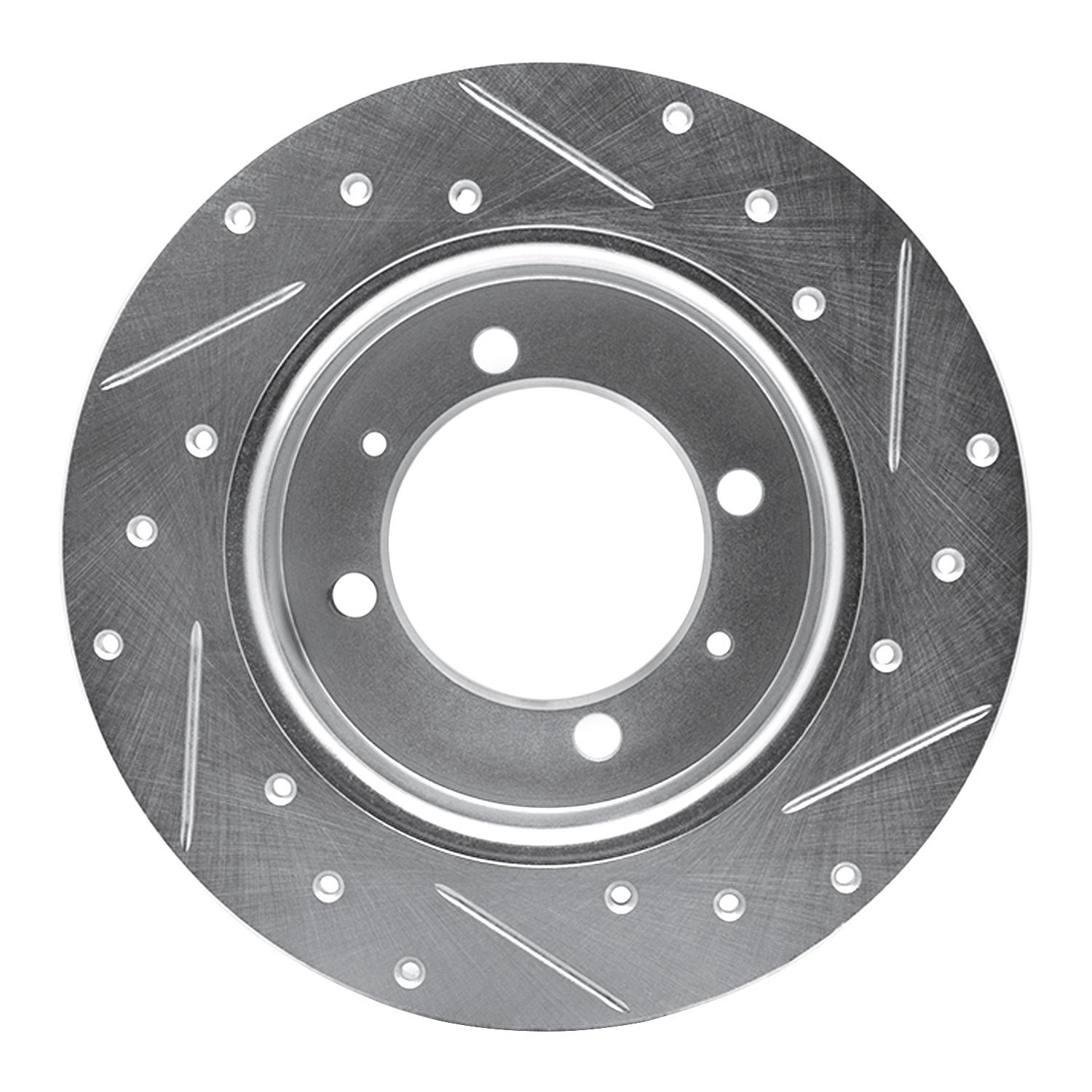 E-Line Drilled & Slotted Silver Brake Rotor, 1988-1993 Fits Multiple Makes/Models, Position: Rear Left