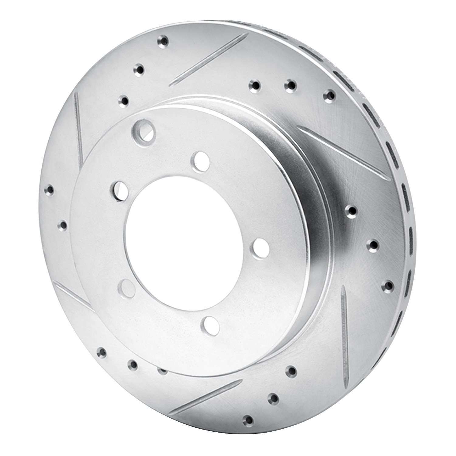 E-Line Drilled & Slotted Silver Brake Rotor, 1991-1993 Fits Multiple Makes/Models, Position: Rear Left