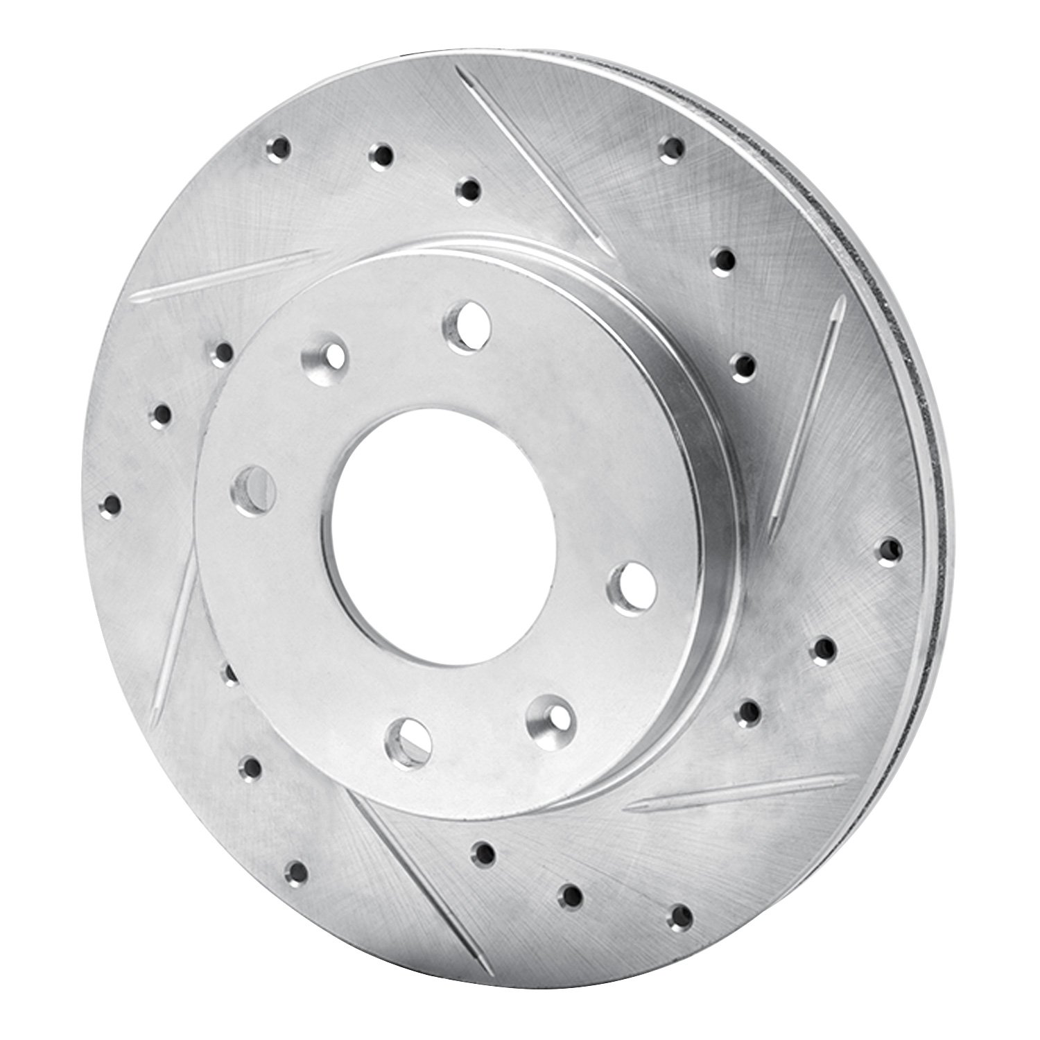 E-Line Drilled & Slotted Silver Brake Rotor, 1988-2007 Fits Multiple Makes/Models, Position: Front Right