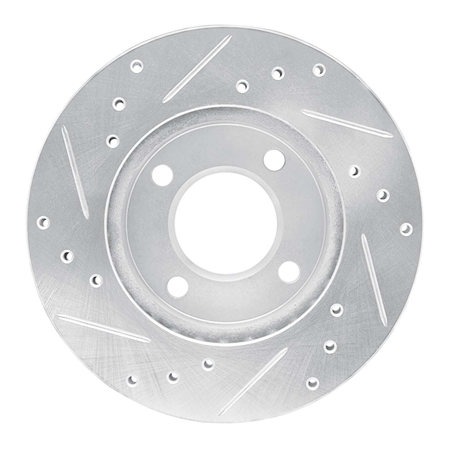 E-Line Drilled & Slotted Silver Brake Rotor, 1992-2000 Fits Multiple Makes/Models, Position: Front Right