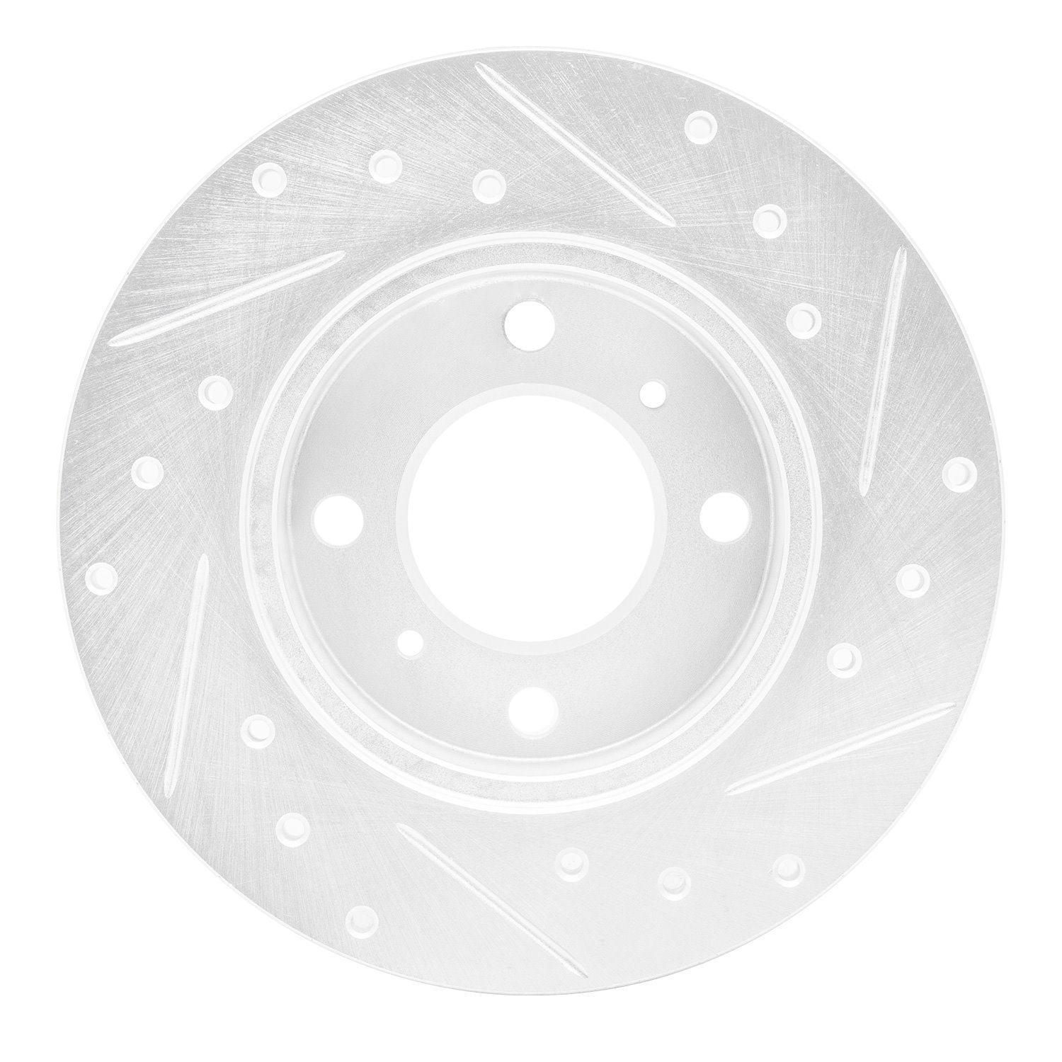 E-Line Drilled & Slotted Silver Brake Rotor, 1992-1996 Fits Multiple Makes/Models, Position: Front Left