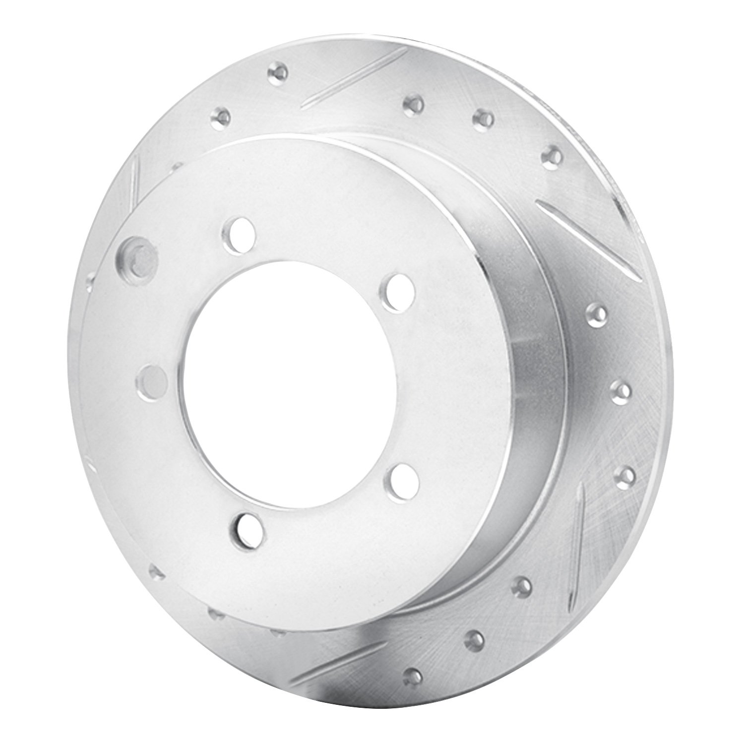 E-Line Drilled & Slotted Silver Brake Rotor, 1997-2004 Mitsubishi, Position: Rear Left