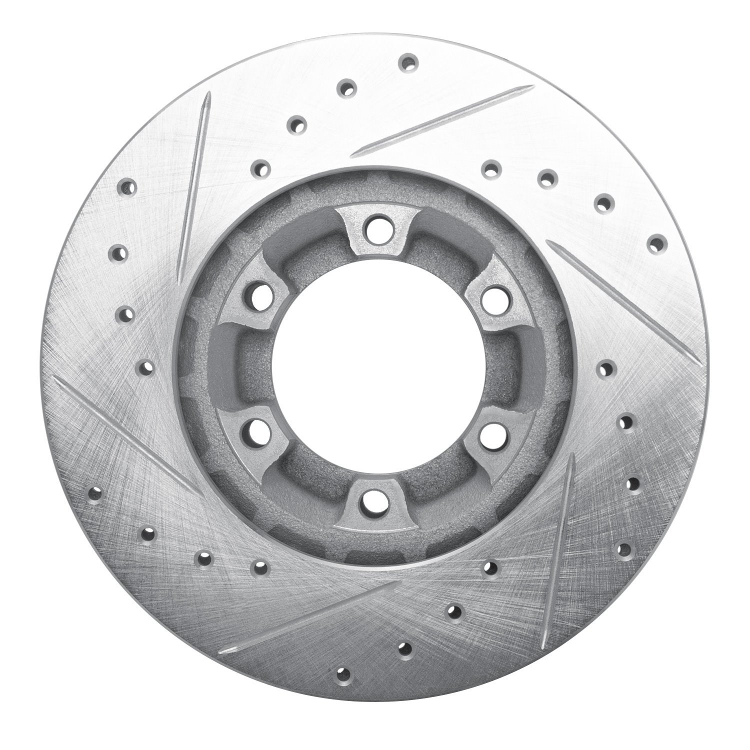 E-Line Drilled & Slotted Silver Brake Rotor, 1987-1989 Fits Multiple Makes/Models, Position: Front Right