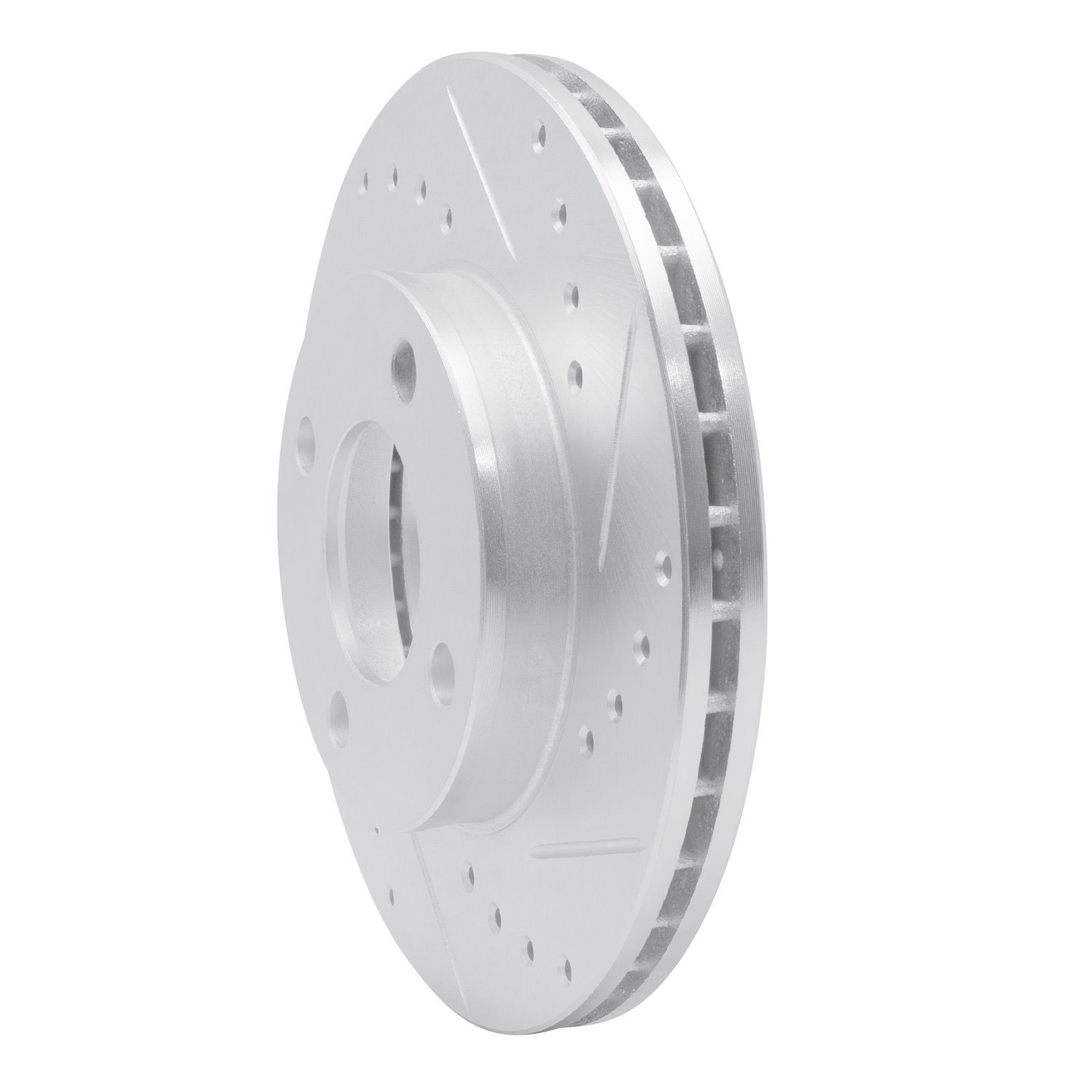 E-Line Drilled & Slotted Silver Brake Rotor, 1978-1992 Audi/Porsche/Volkswagen, Position: Front Right