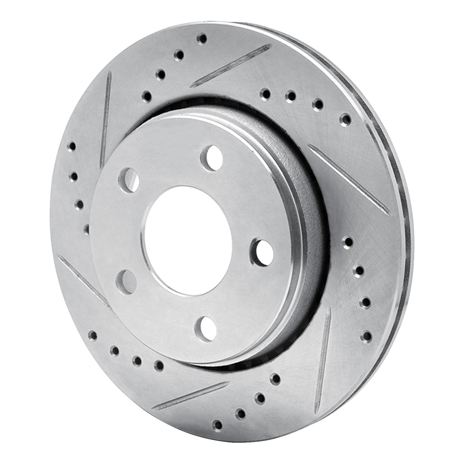 E-Line Drilled & Slotted Silver Brake Rotor, 1985-1991 Audi/Porsche/Volkswagen, Position: Rear Left