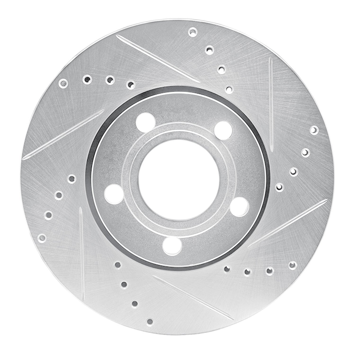 E-Line Drilled & Slotted Silver Brake Rotor, 1985-1991 Audi/Porsche/Volkswagen, Position: Front Right