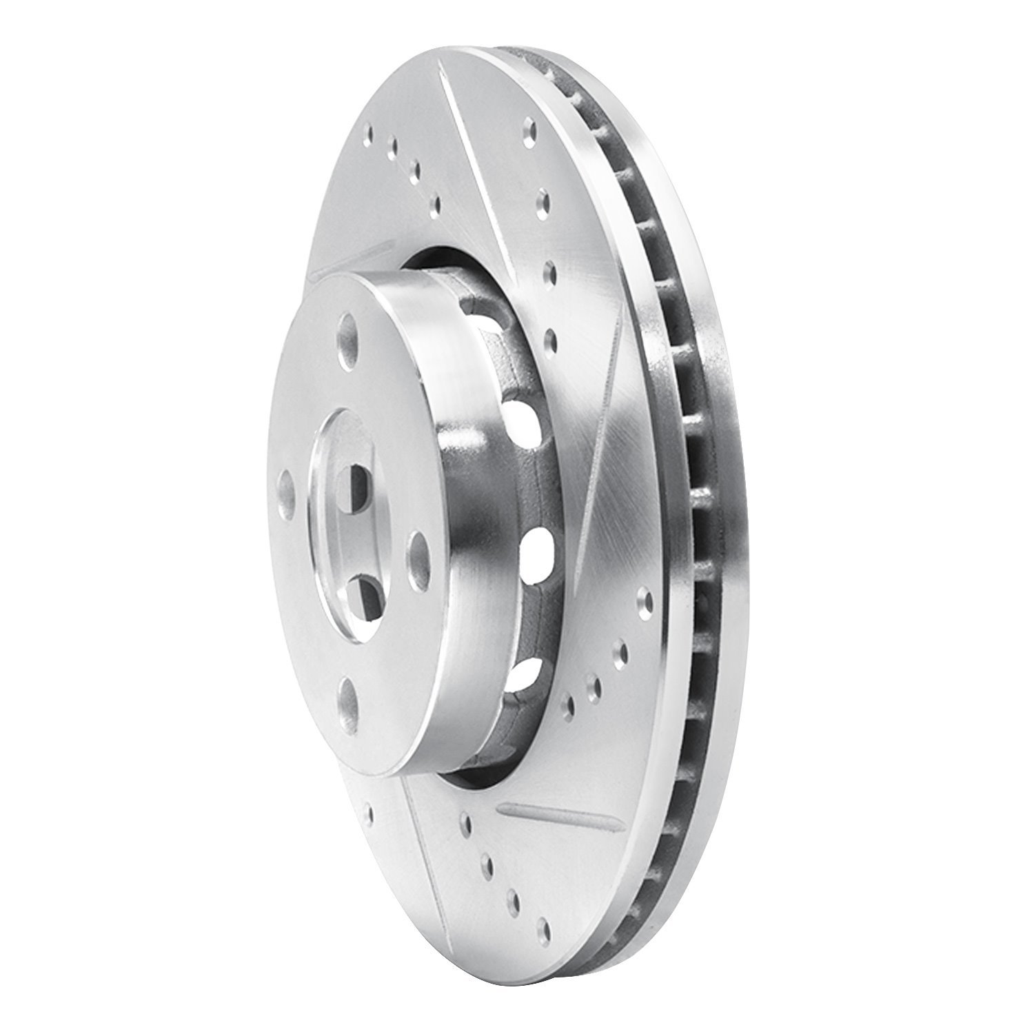 E-Line Drilled & Slotted Silver Brake Rotor, 1990-1998 Audi/Porsche/Volkswagen, Position: Front Right