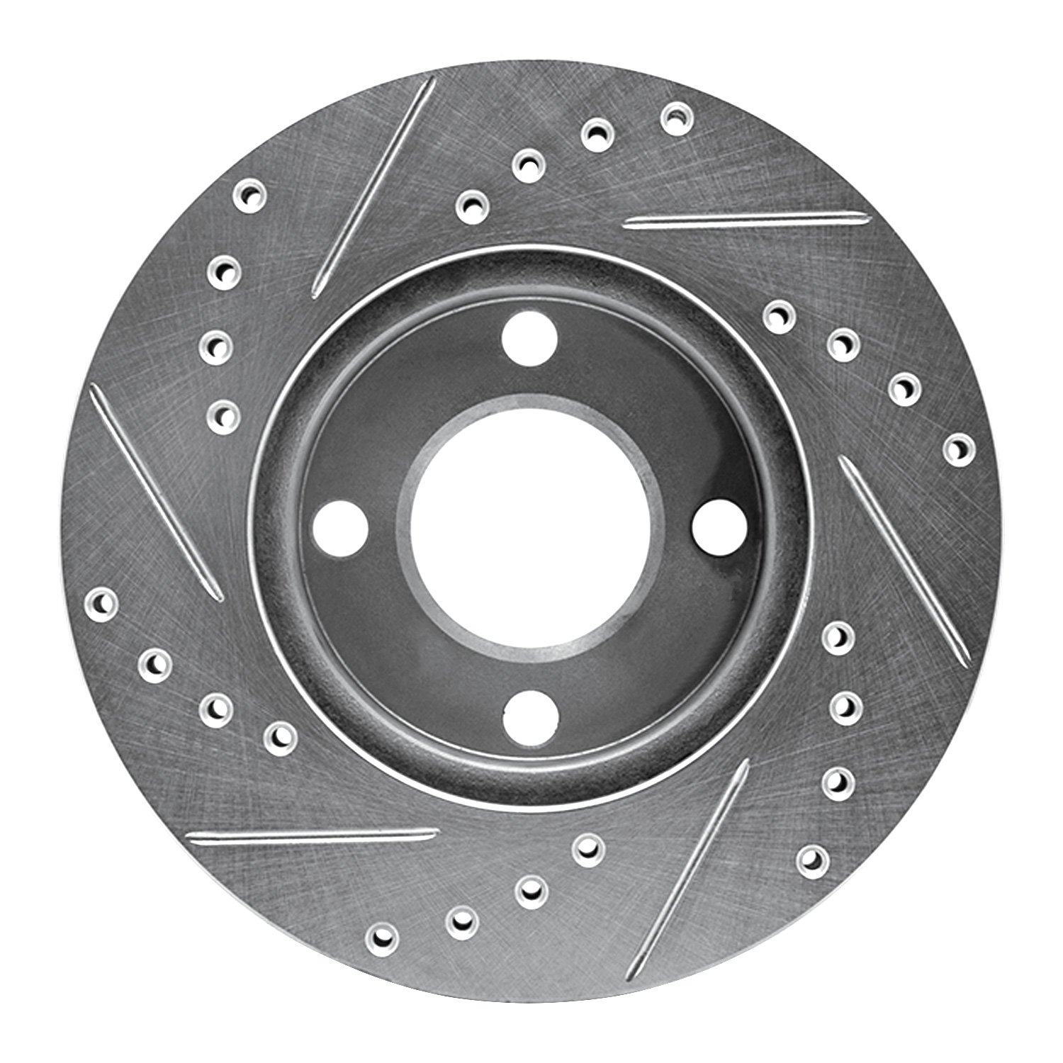 E-Line Drilled & Slotted Silver Brake Rotor, 1990-1991 Audi/Porsche/Volkswagen, Position: Front Right