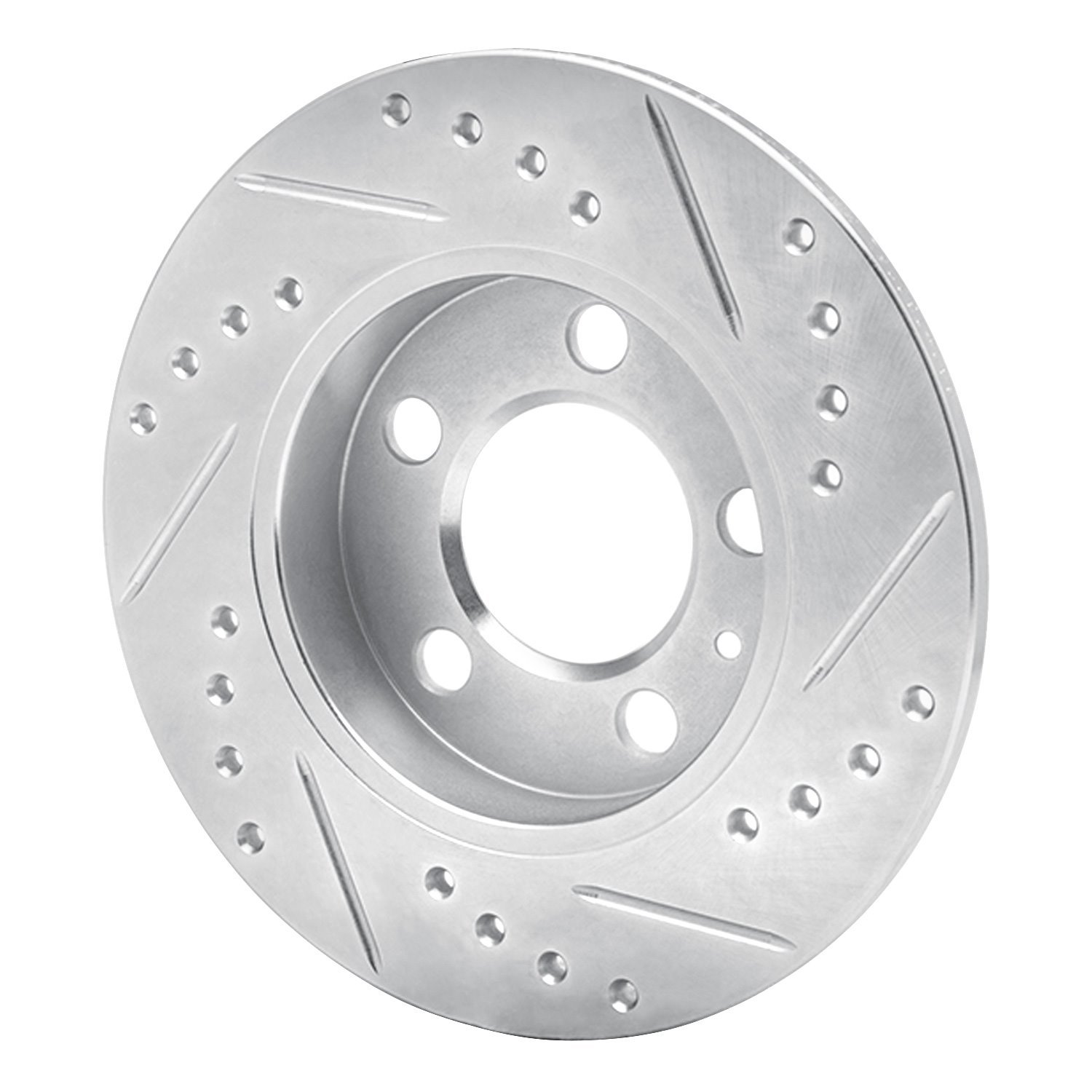 E-Line Drilled & Slotted Silver Brake Rotor, 2001-2006 Audi/Porsche/Volkswagen, Position: Rear Left