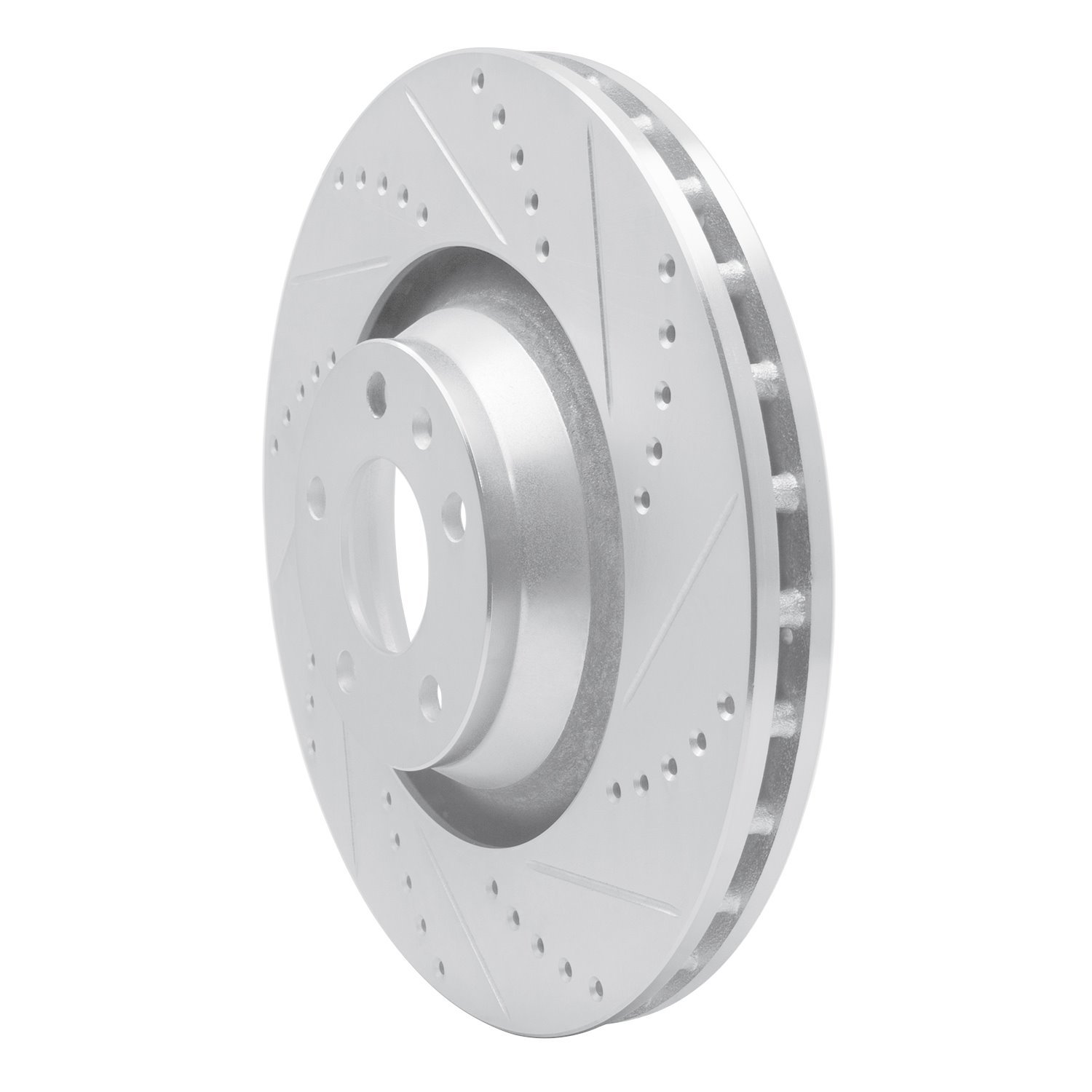 E-Line Drilled & Slotted Silver Brake Rotor, 2005-2011 Audi/Porsche/Volkswagen, Position: Front Right