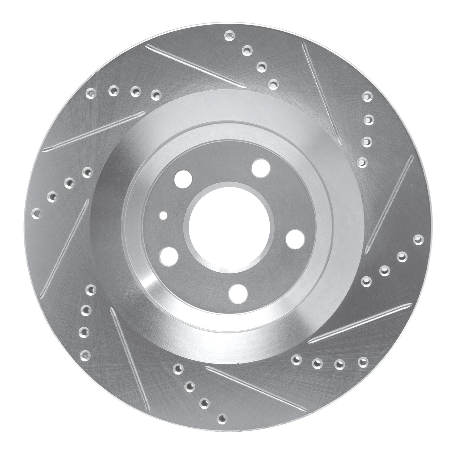 E-Line Drilled & Slotted Silver Brake Rotor, 2007-2011 Audi/Porsche/Volkswagen, Position: Rear Left