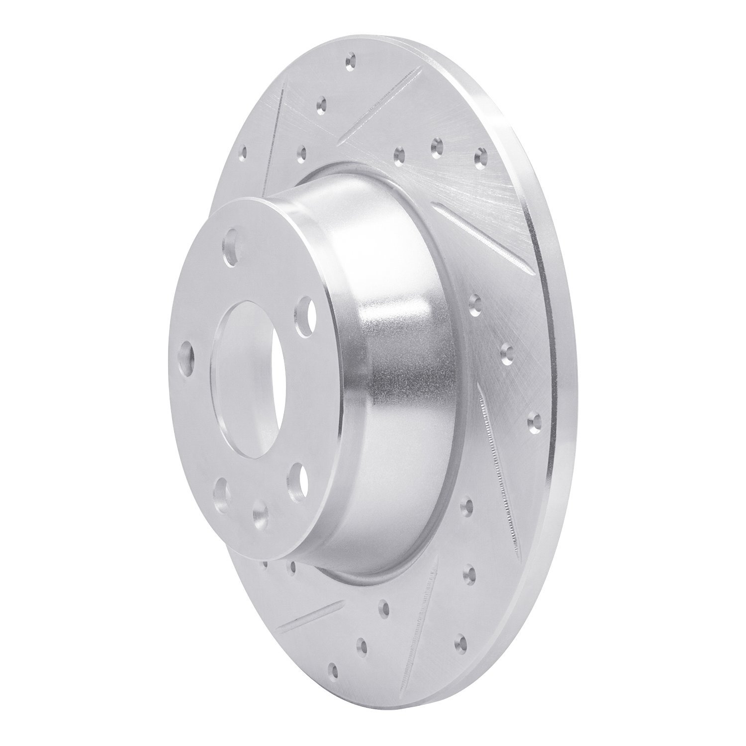 E-Line Drilled & Slotted Silver Brake Rotor, 2008-2015 Audi/Porsche/Volkswagen, Position: Rear Left