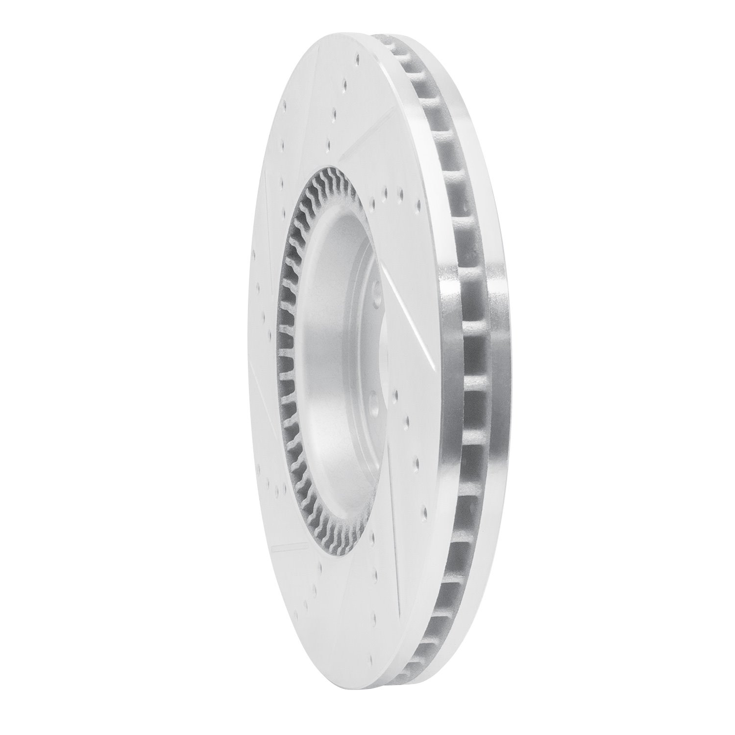 E-Line Drilled & Slotted Silver Brake Rotor, 2012-2018 Audi/Porsche/Volkswagen, Position: Front Right