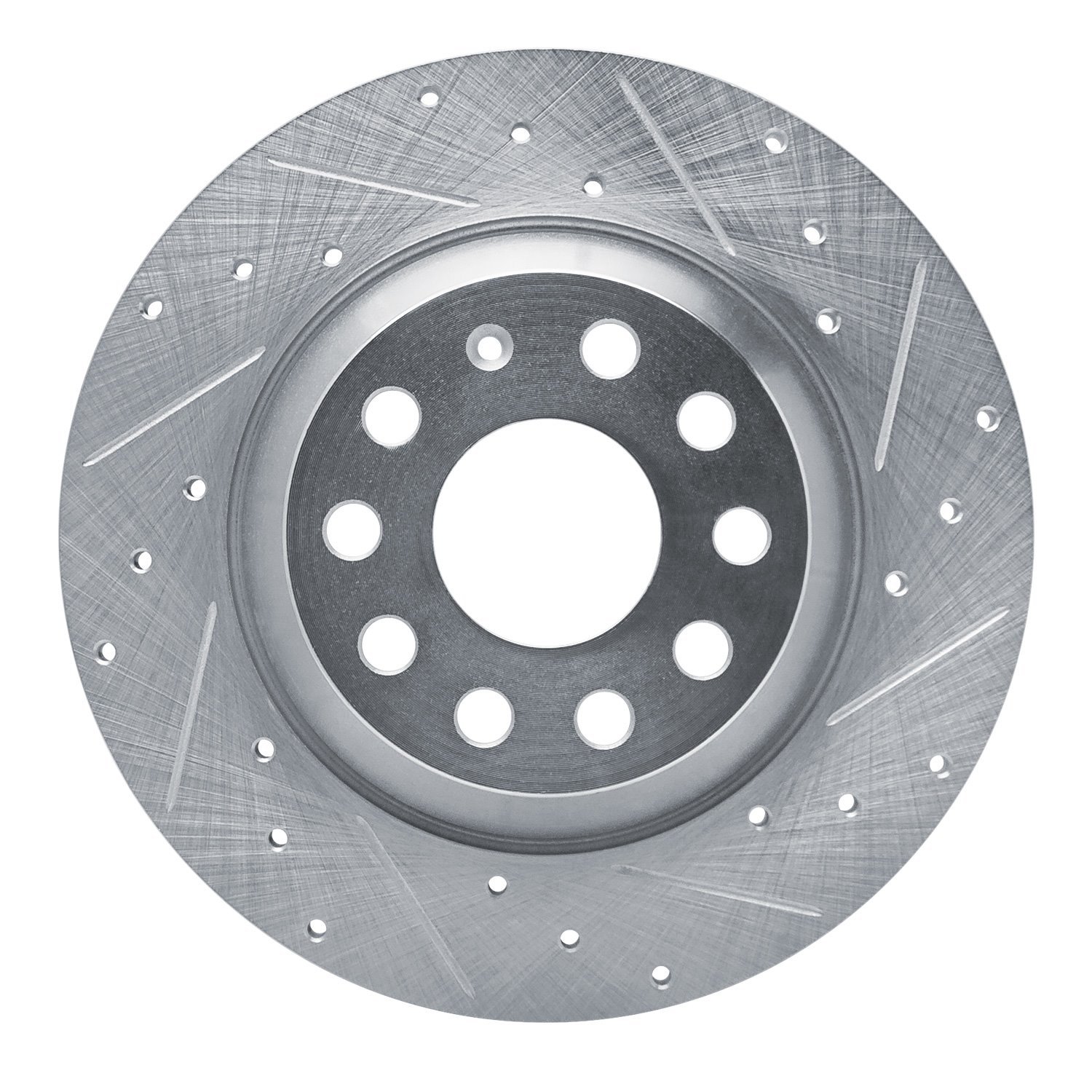 E-Line Drilled & Slotted Silver Brake Rotor, Fits Select Audi/Porsche/Volkswagen, Position: Rear Right