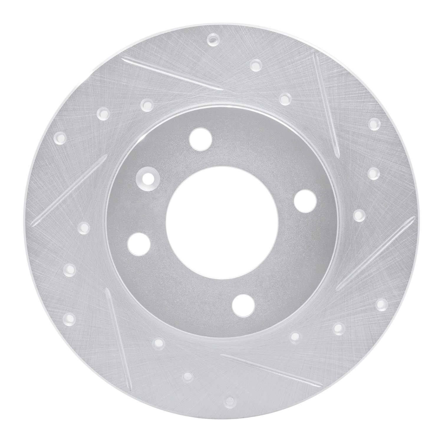 E-Line Drilled & Slotted Silver Brake Rotor, 1973-2009 Audi/Porsche/Volkswagen, Position: Front Right