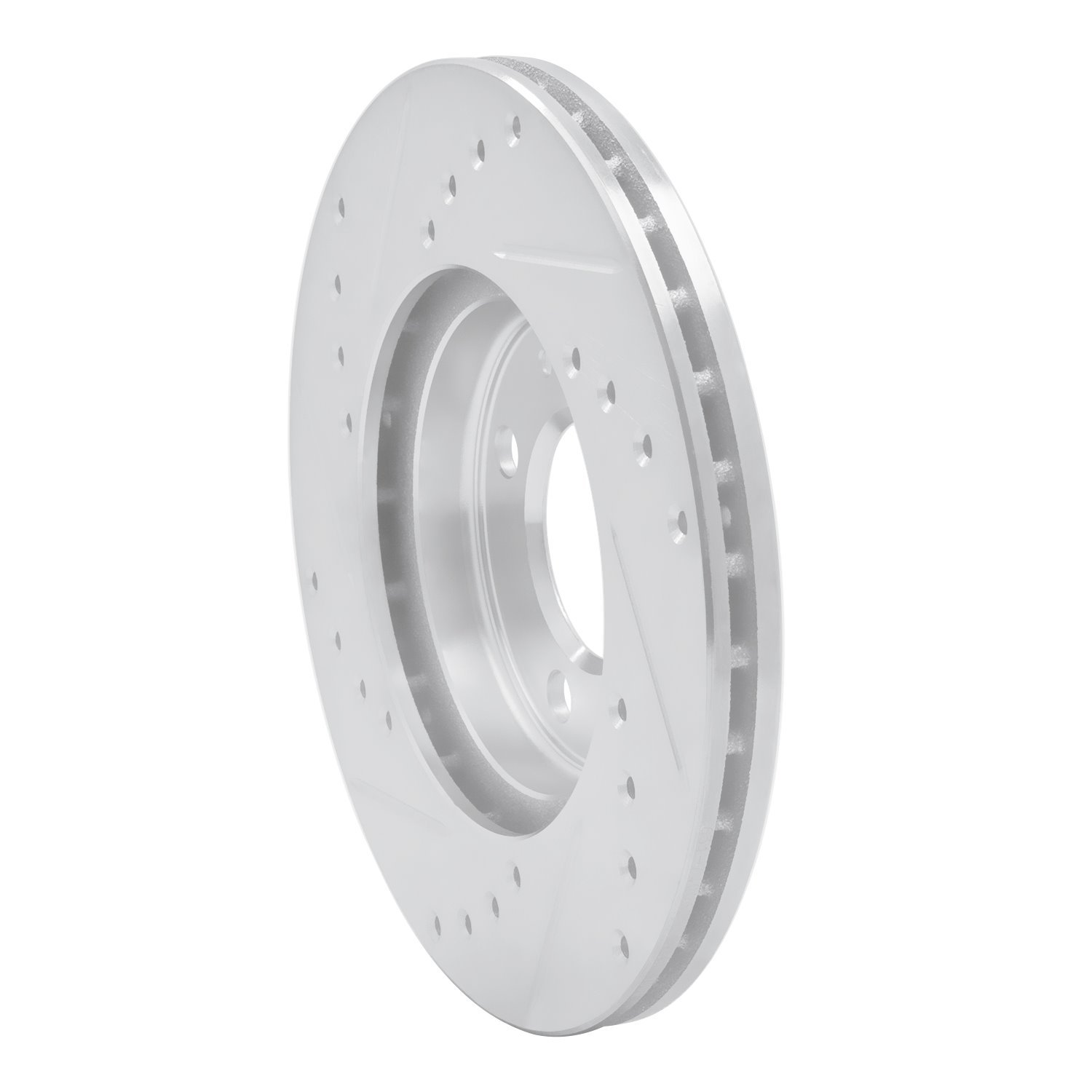 E-Line Drilled & Slotted Silver Brake Rotor, 1986-2008 Audi/Porsche/Volkswagen, Position: Front Right