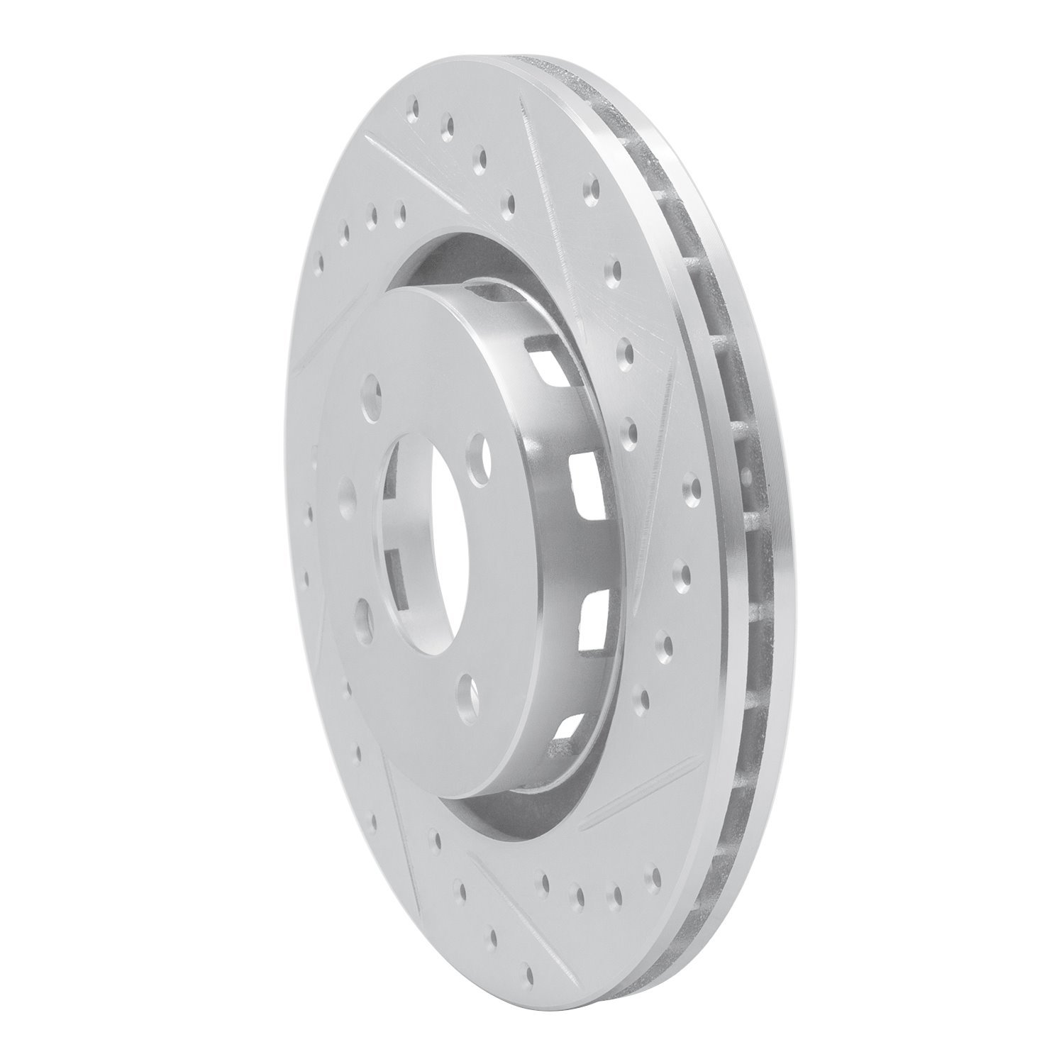 E-Line Drilled & Slotted Silver Brake Rotor, 1990-1993 Audi/Porsche/Volkswagen, Position: Front Right