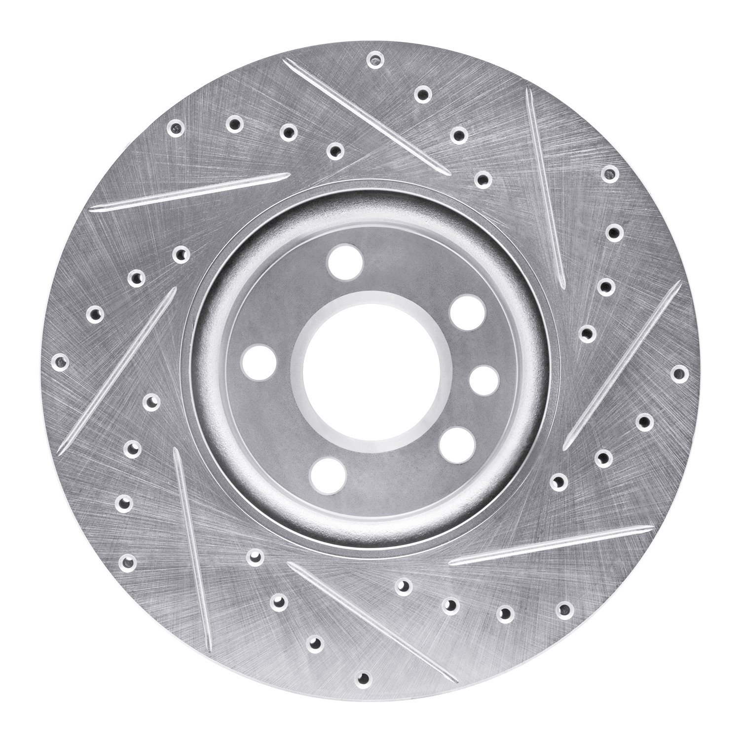 E-Line Drilled & Slotted Silver Brake Rotor, 2001-2003 Audi/Porsche/Volkswagen, Position: Front Left