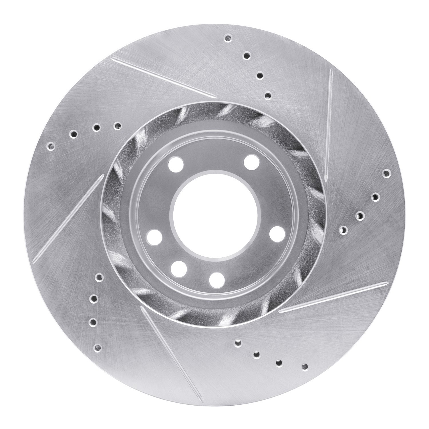 E-Line Drilled & Slotted Silver Brake Rotor, 2011-2018 Audi/Porsche/Volkswagen, Position: Right Front