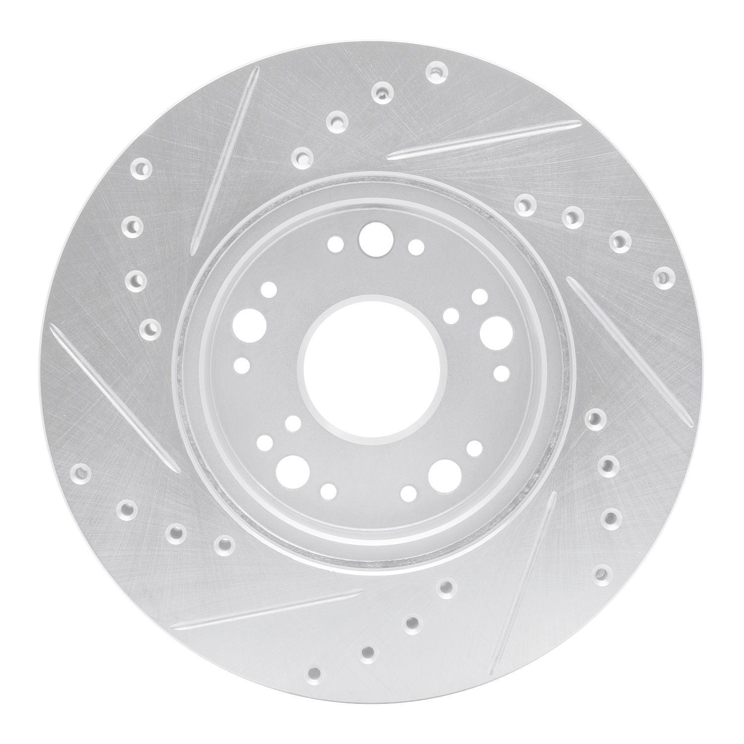 E-Line Drilled & Slotted Silver Brake Rotor, 1991-1992 Lexus/Toyota/Scion, Position: Front Right