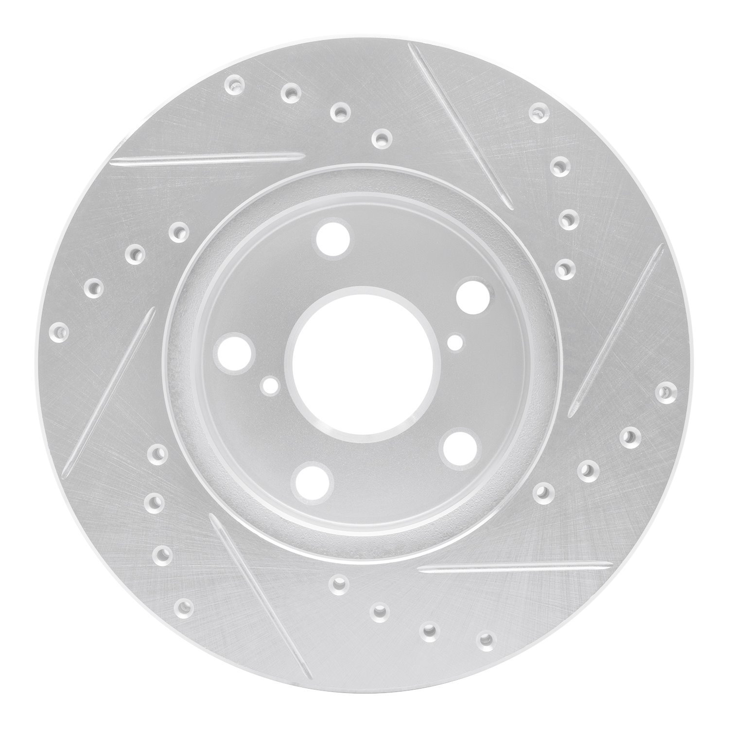 E-Line Drilled & Slotted Silver Brake Rotor, 1992-1998 Lexus/Toyota/Scion, Position: Front Left