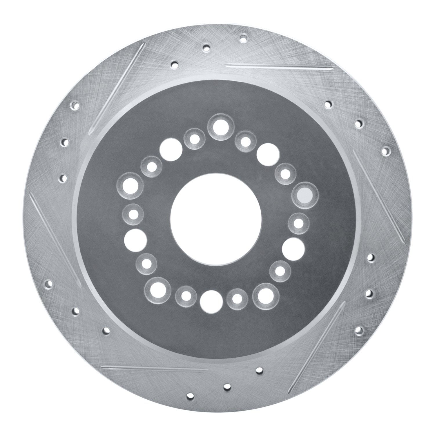 E-Line Drilled & Slotted Silver Brake Rotor, 1992-1998 Lexus/Toyota/Scion, Position: Rear Left