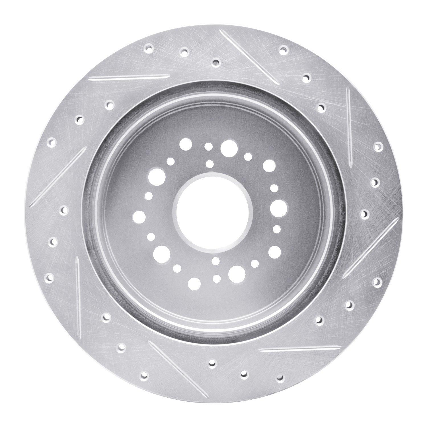 E-Line Drilled & Slotted Silver Brake Rotor, 1992-2000 Lexus/Toyota/Scion, Position: Rear Left