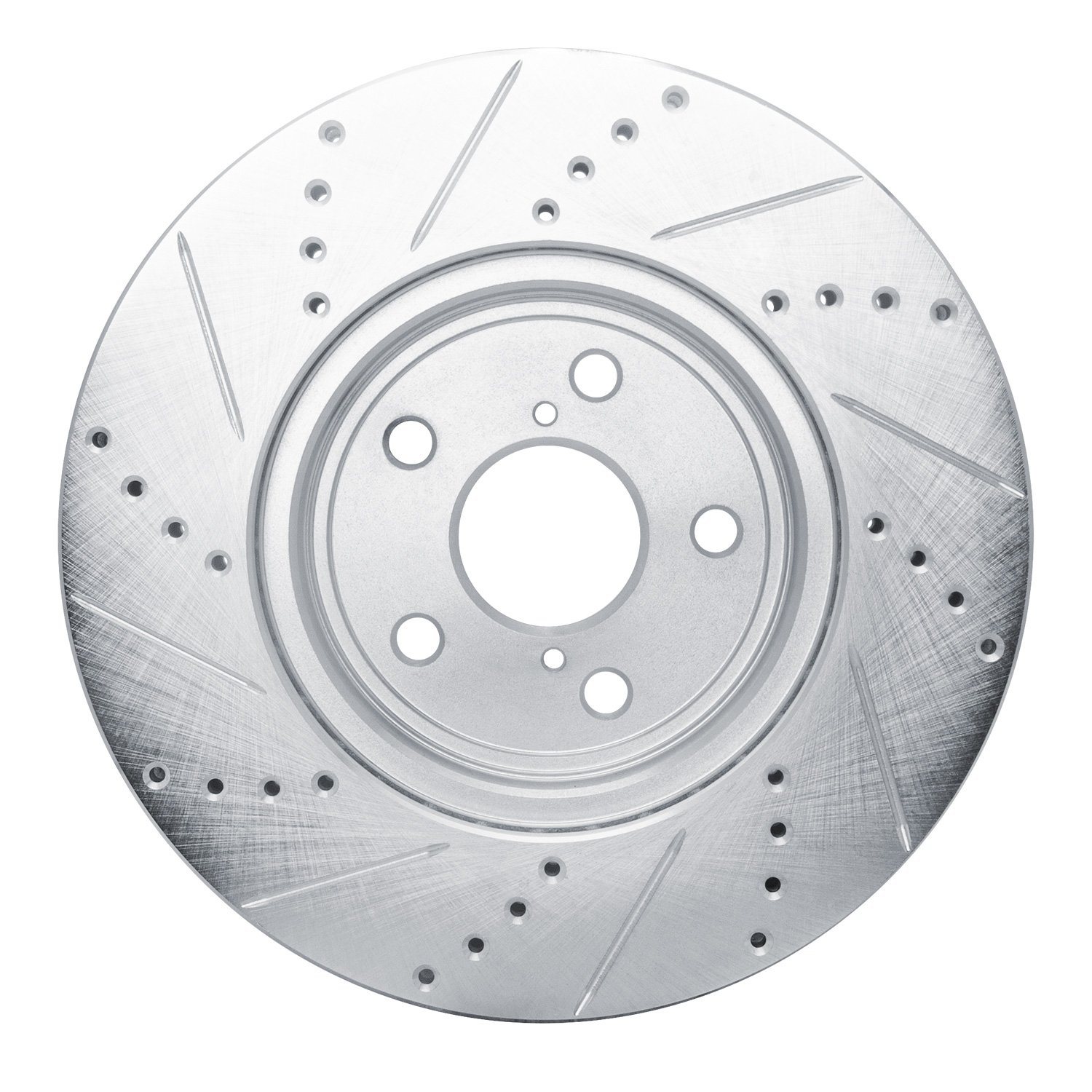 E-Line Drilled & Slotted Silver Brake Rotor, 2001-2006 Lexus/Toyota/Scion, Position: Front Right