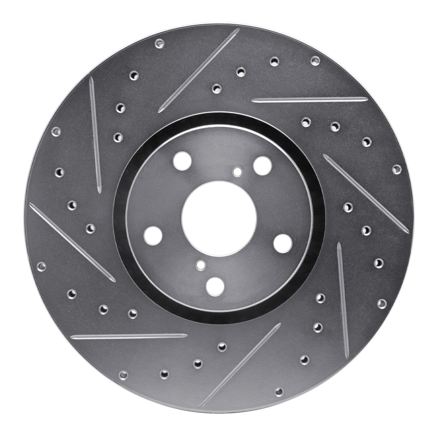 E-Line Drilled & Slotted Silver Brake Rotor, 2006-2020 Lexus/Toyota/Scion, Position: Right Front