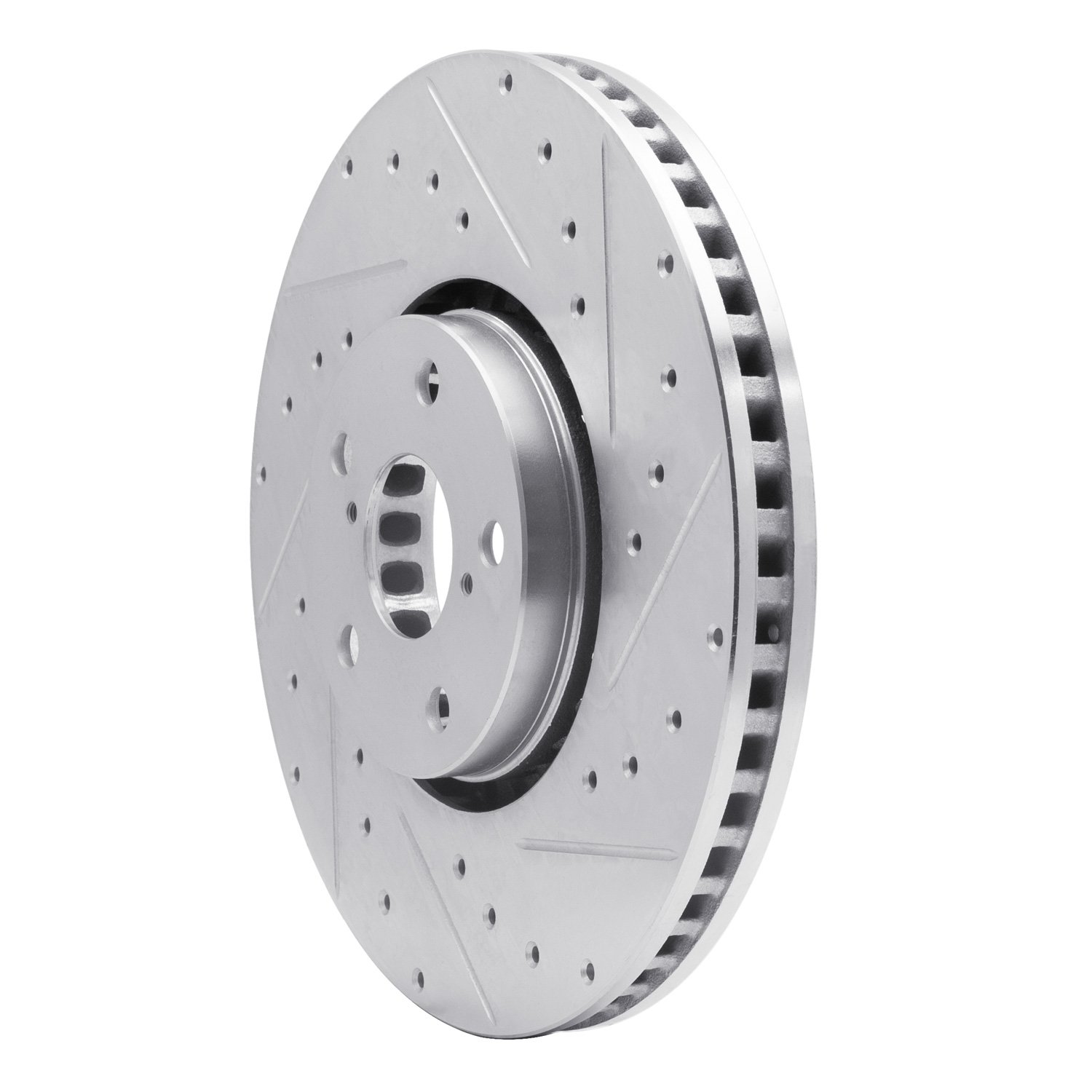 E-Line Drilled & Slotted Silver Brake Rotor, 2006-2020 Lexus/Toyota/Scion, Position: Left Front