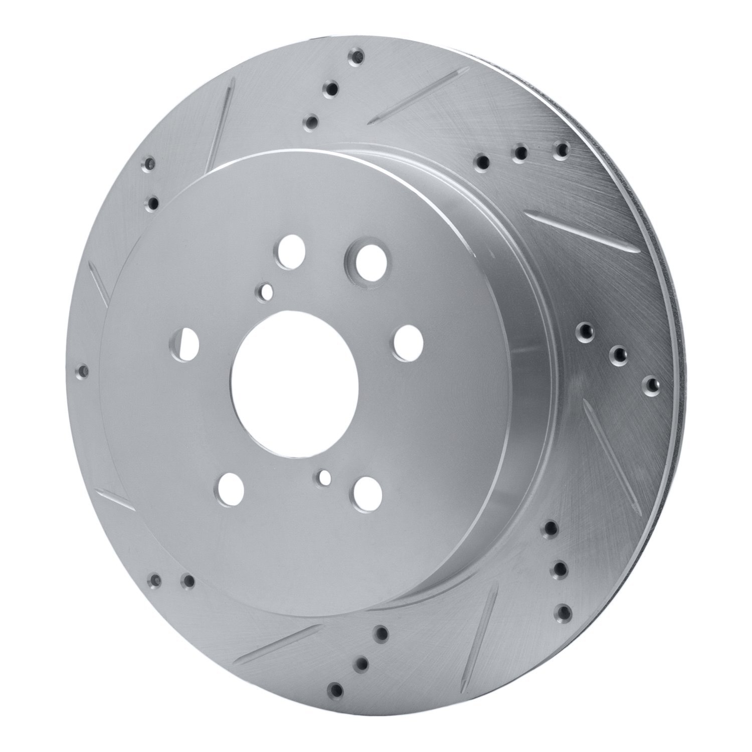 E-Line Drilled & Slotted Silver Brake Rotor, 2006-2015 Lexus/Toyota/Scion, Position: Rear Left