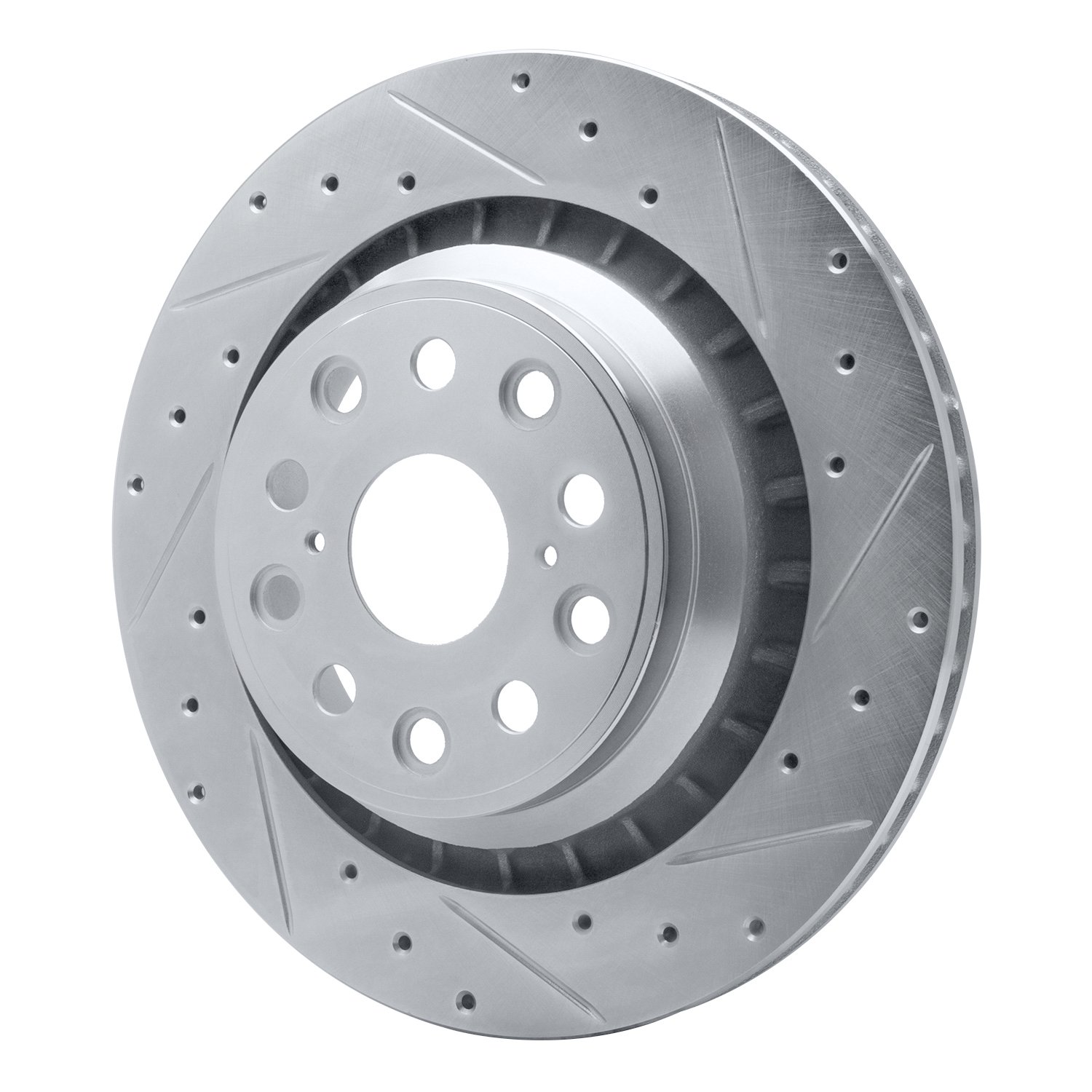 E-Line Drilled & Slotted Silver Brake Rotor, 2007-2017 Lexus/Toyota/Scion, Position: Rear Right