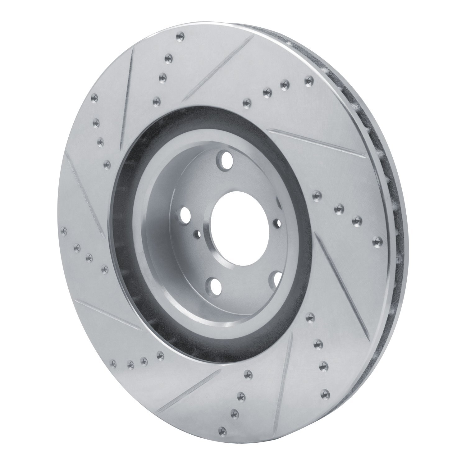 E-Line Drilled & Slotted Silver Brake Rotor, 2009-2011 Lexus/Toyota/Scion, Position: Left Front