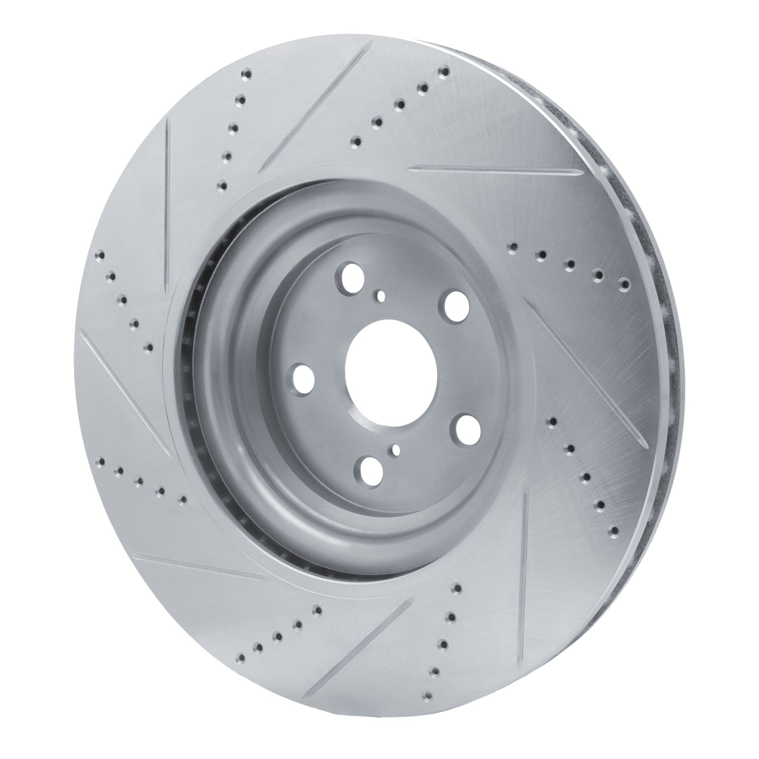 E-Line Drilled & Slotted Silver Brake Rotor, 2010-2017 Lexus/Toyota/Scion, Position: Left Front