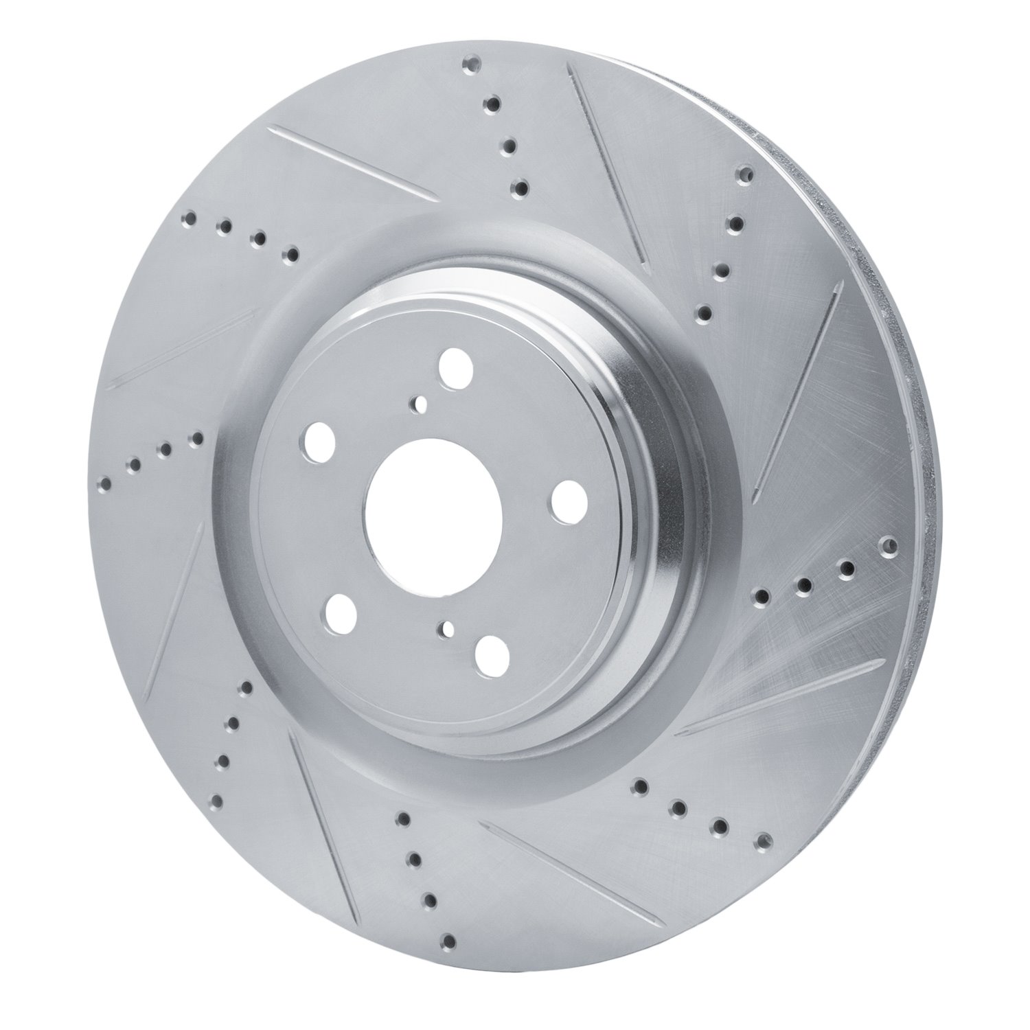 E-Line Drilled & Slotted Silver Brake Rotor, 2010-2017 Lexus/Toyota/Scion, Position: Right Front