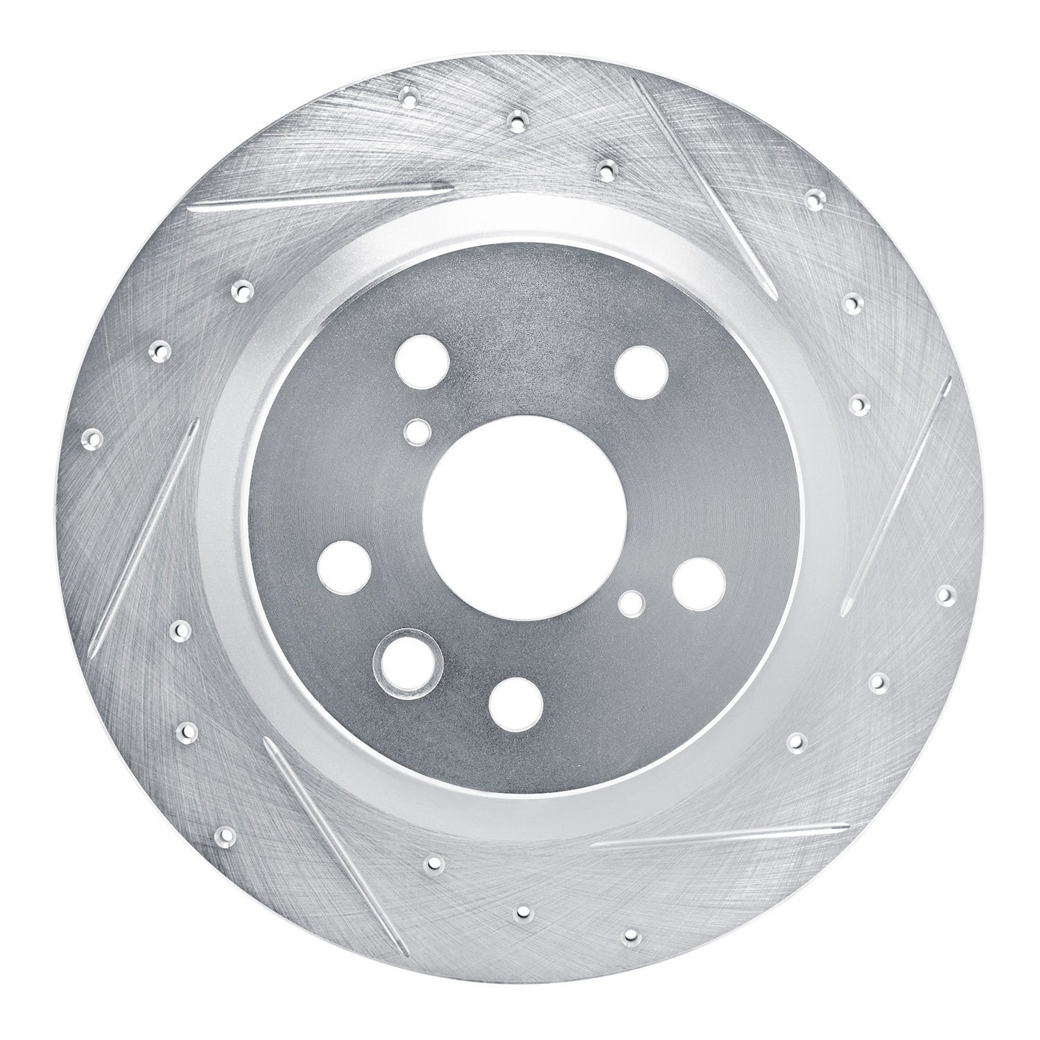 E-Line Drilled & Slotted Silver Brake Rotor, Fits Select Lexus/Toyota/Scion, Position: Rear Right