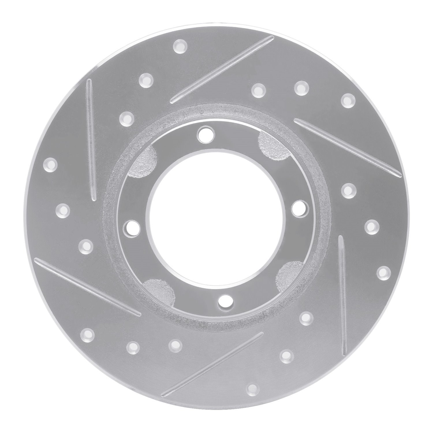 E-Line Drilled & Slotted Silver Brake Rotor, 1980-1982 Lexus/Toyota/Scion, Position: Front Left
