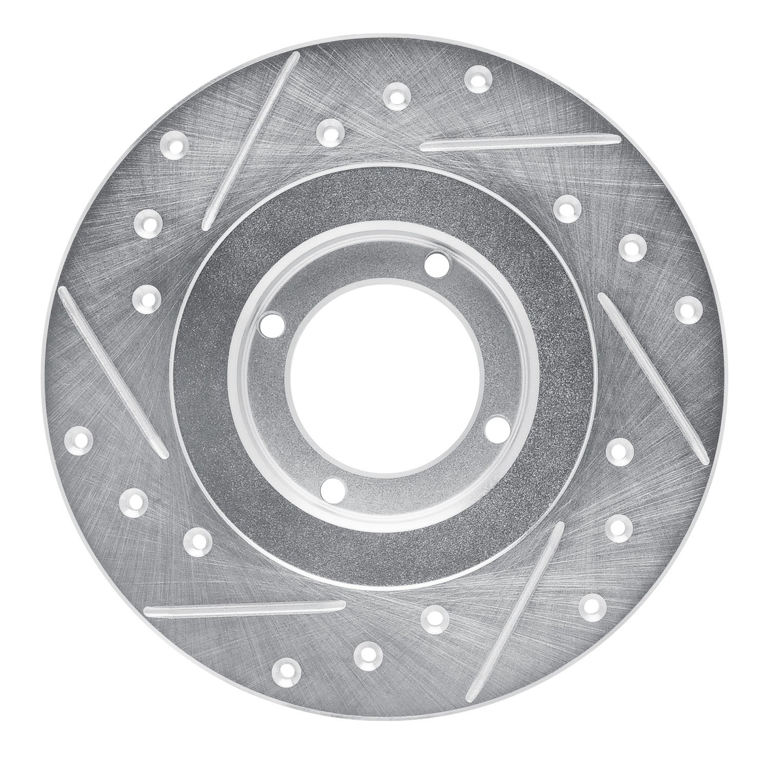 E-Line Drilled & Slotted Silver Brake Rotor, 1981-1984 Lexus/Toyota/Scion, Position: Front Right