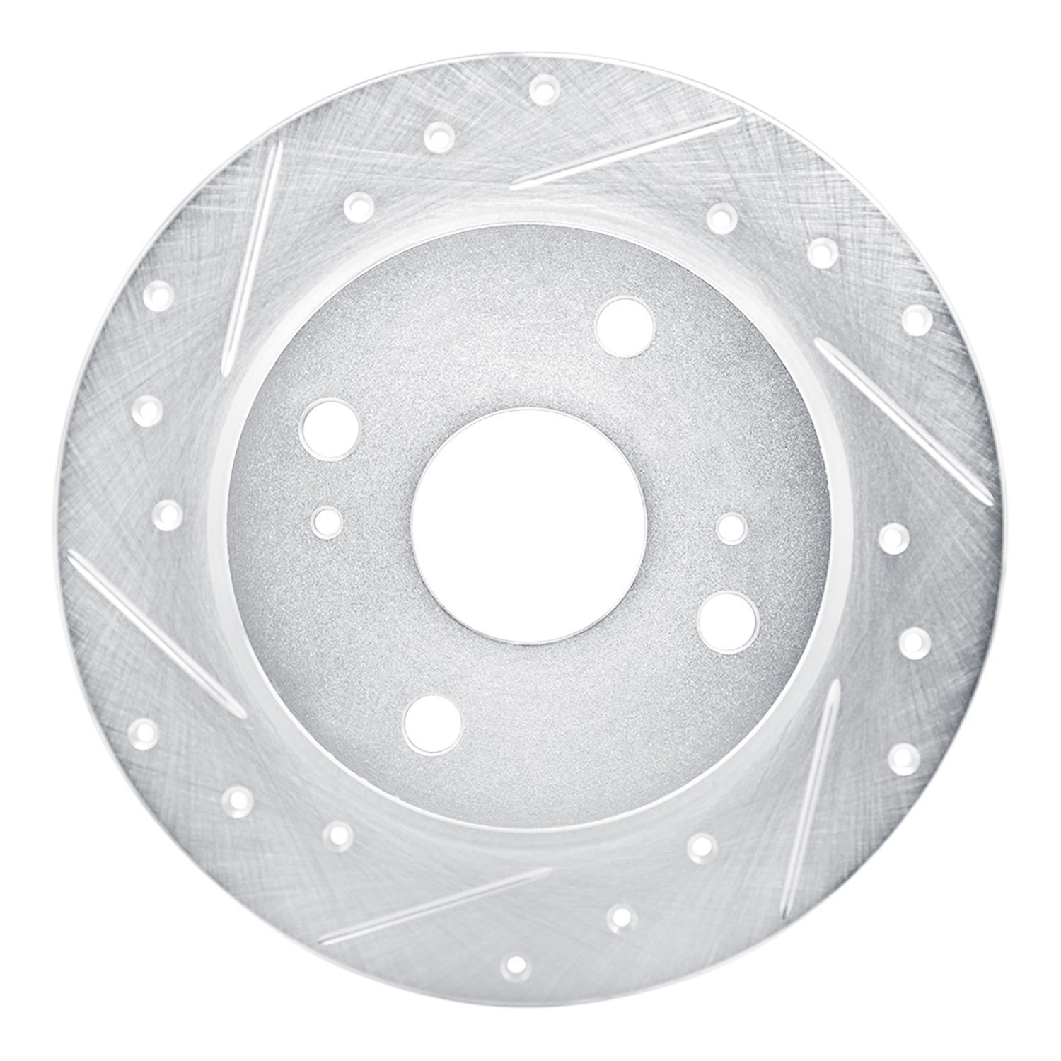E-Line Drilled & Slotted Silver Brake Rotor, 1979-1981 Lexus/Toyota/Scion, Position: Rear Left