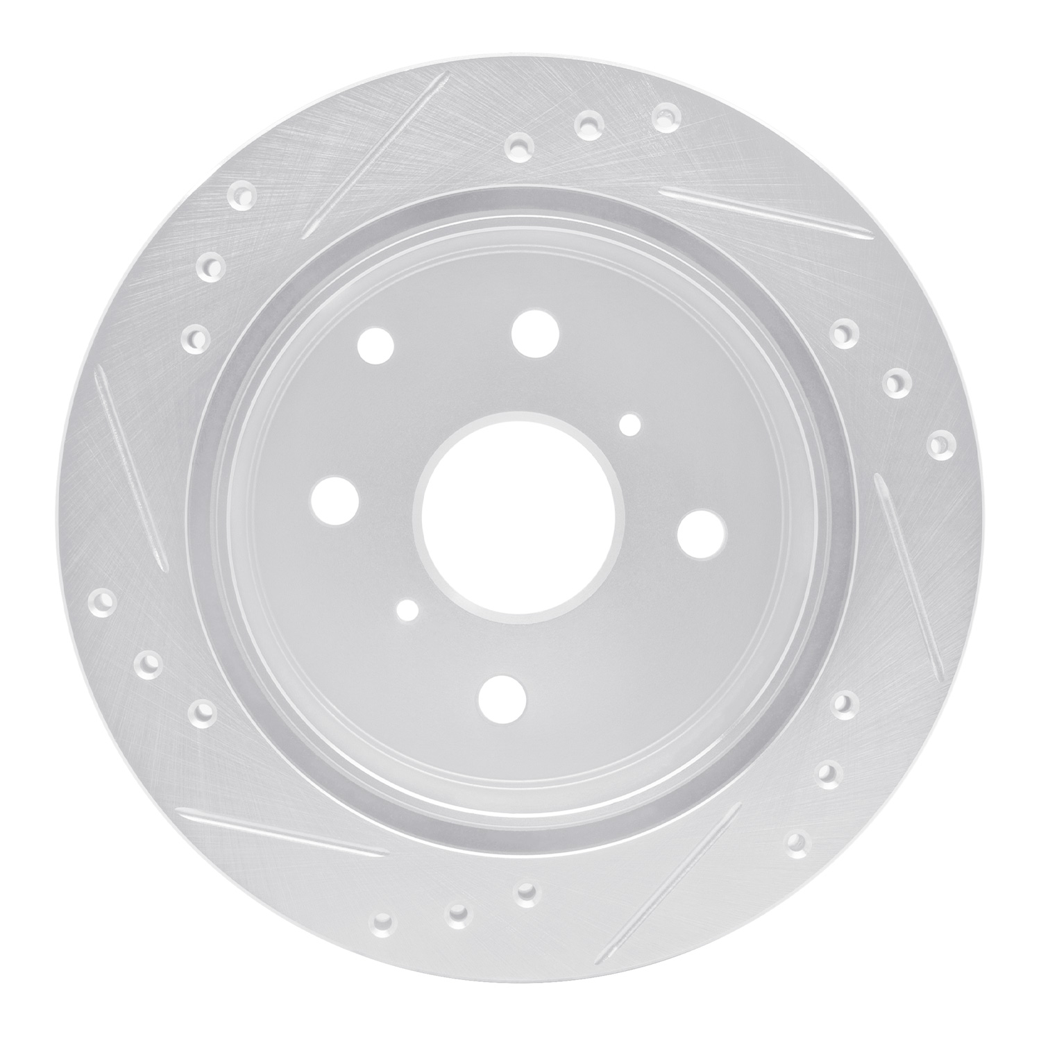E-Line Drilled & Slotted Silver Brake Rotor, 1982-1985 Lexus/Toyota/Scion, Position: Rear Right