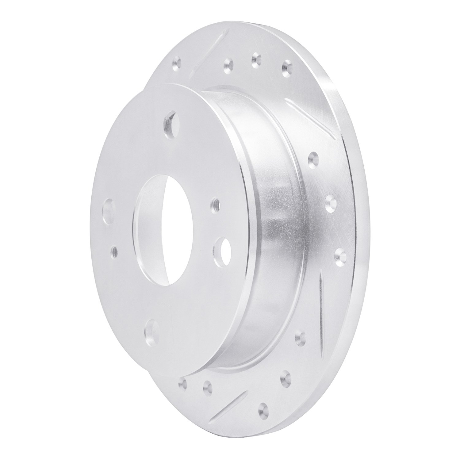 E-Line Drilled & Slotted Silver Brake Rotor, 1985-1987 Lexus/Toyota/Scion, Position: Rear Left